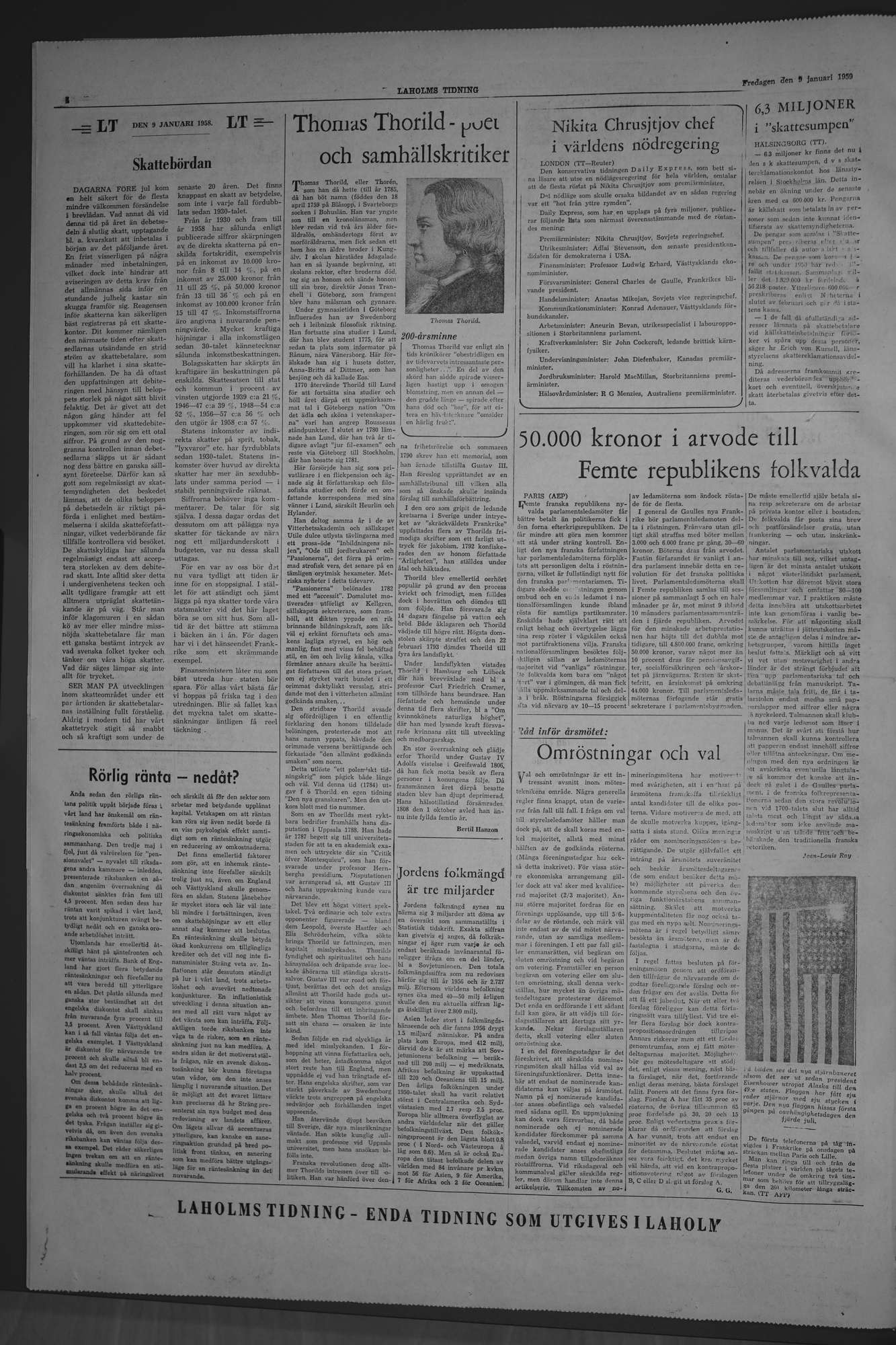 Laholms Tidning Fredag 9 januari 1959, sida 4