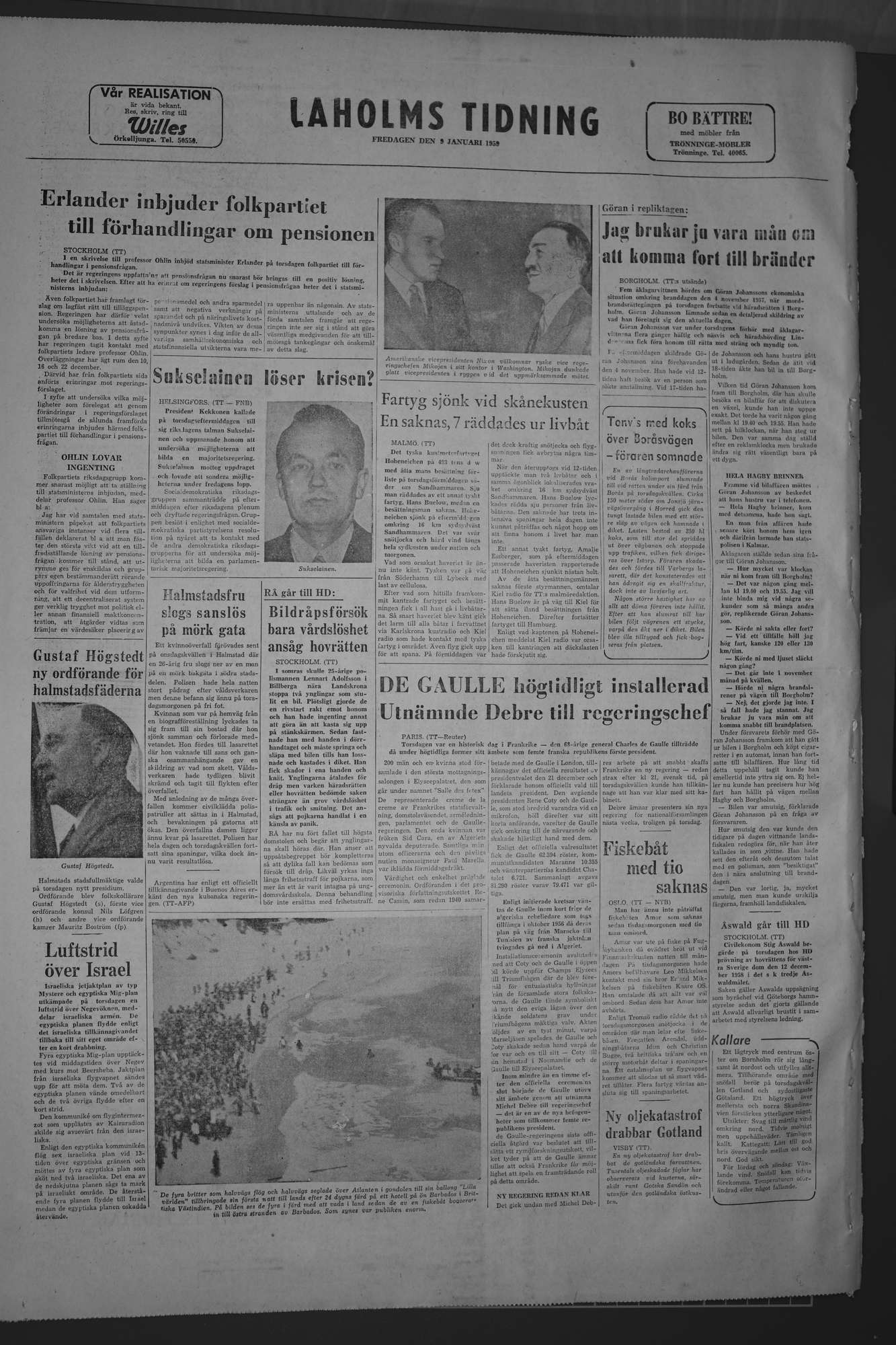 Laholms Tidning Fredag 9 januari 1959, sida 8