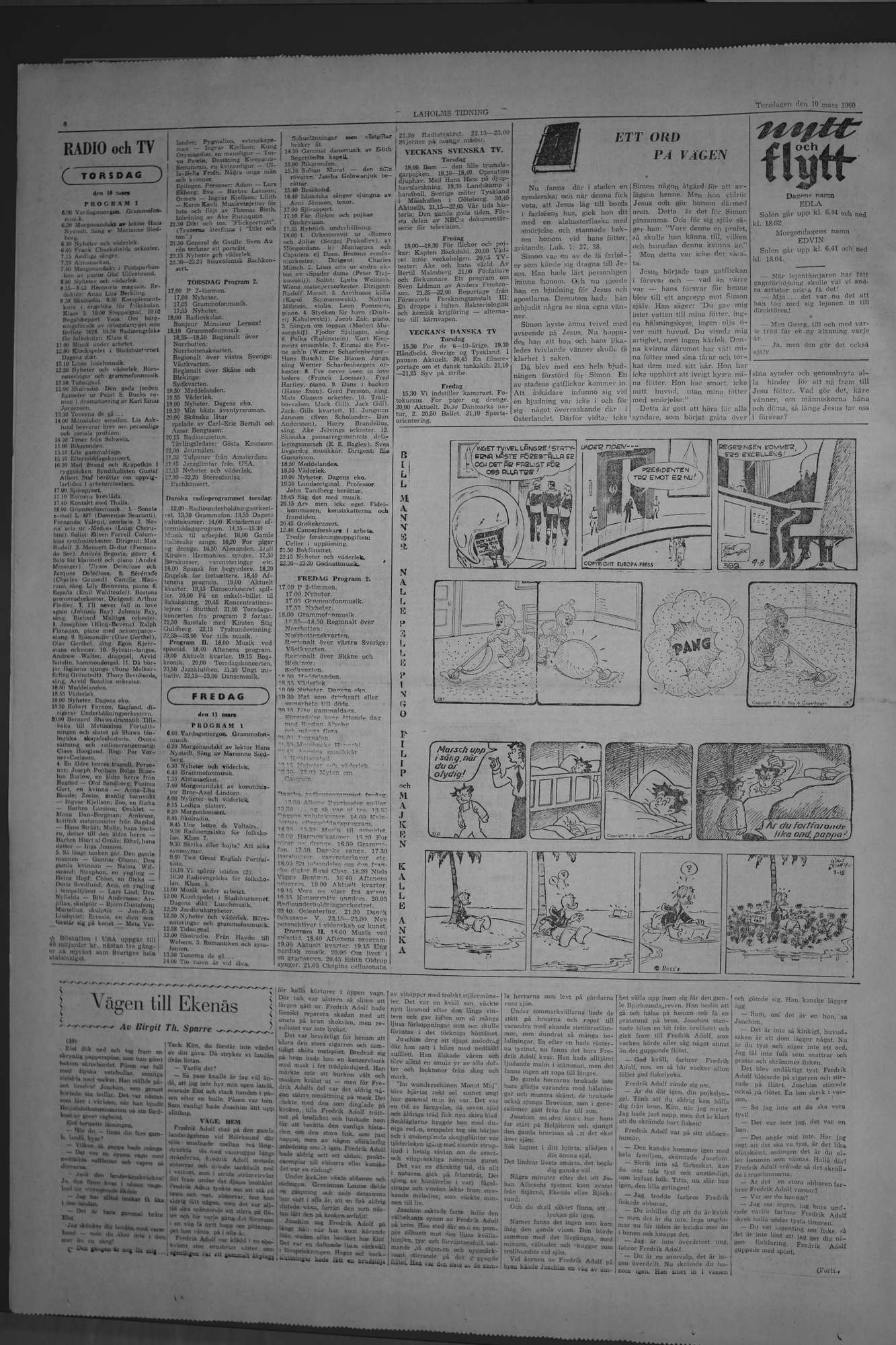 Laholms Tidning Torsdag 10 mars 1960, sida 6