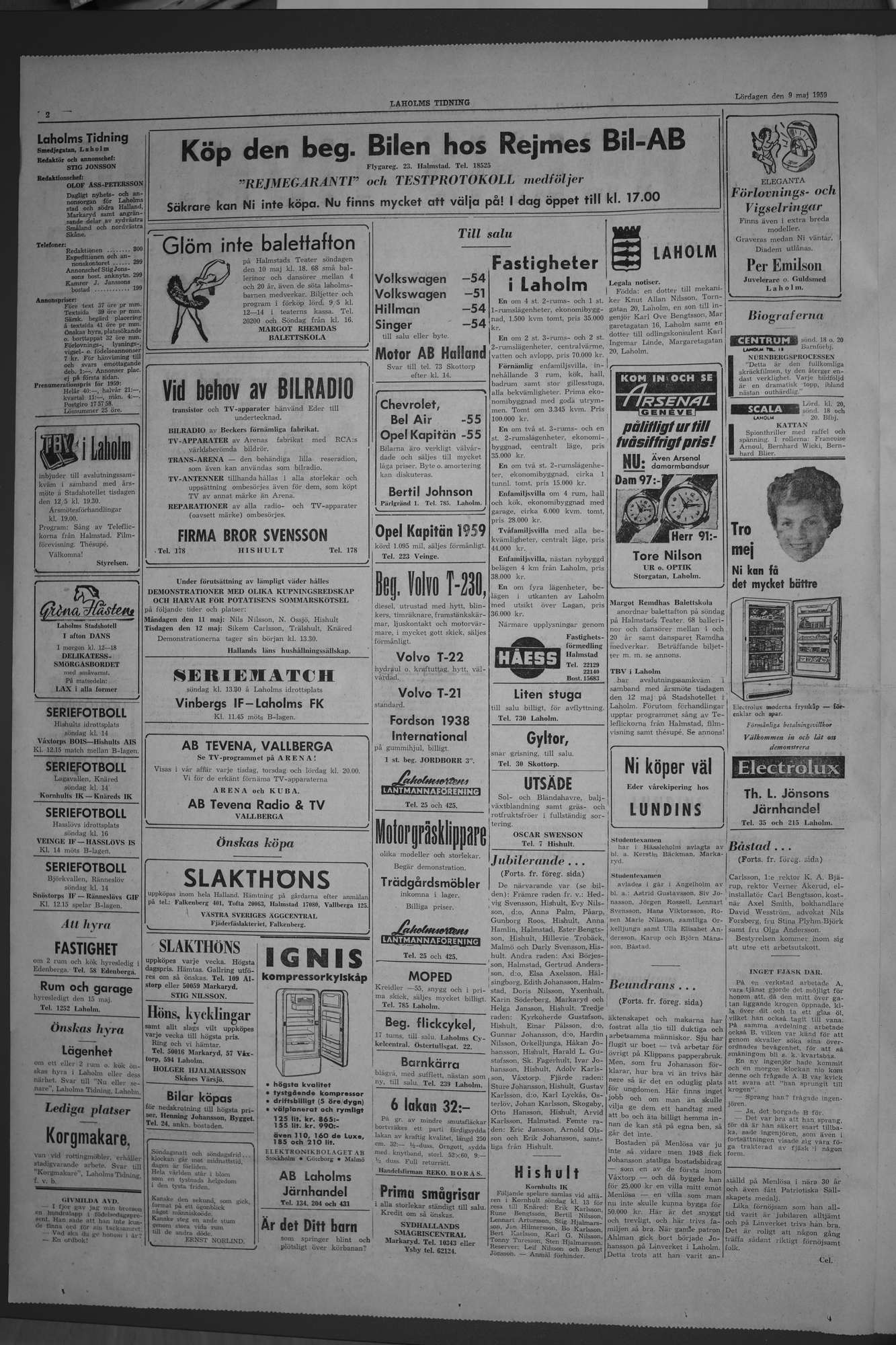 Laholms Tidning Lördag 9 maj 1959, sida 2