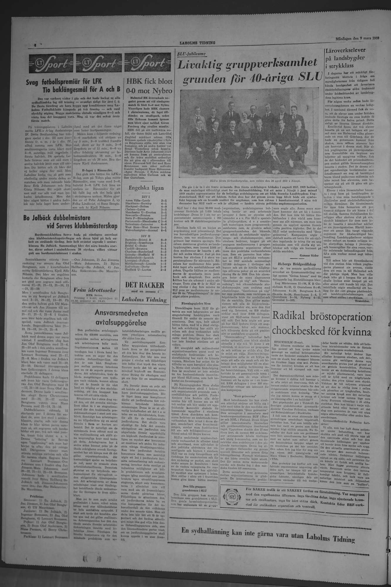 Laholms Tidning Måndag 9 mars 1959, sida 4