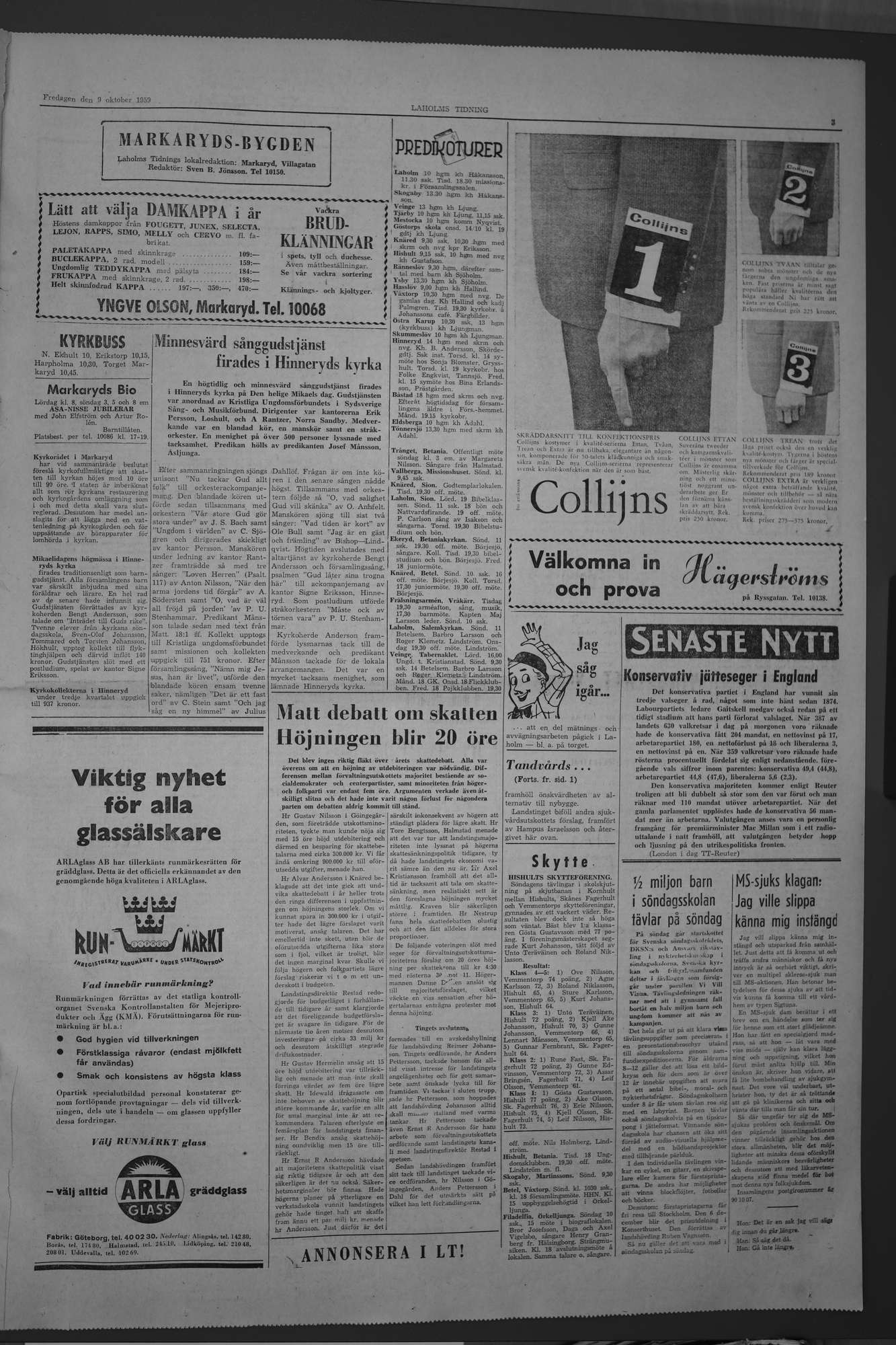 Laholms Tidning Fredag 9 oktober 1959, sida 3