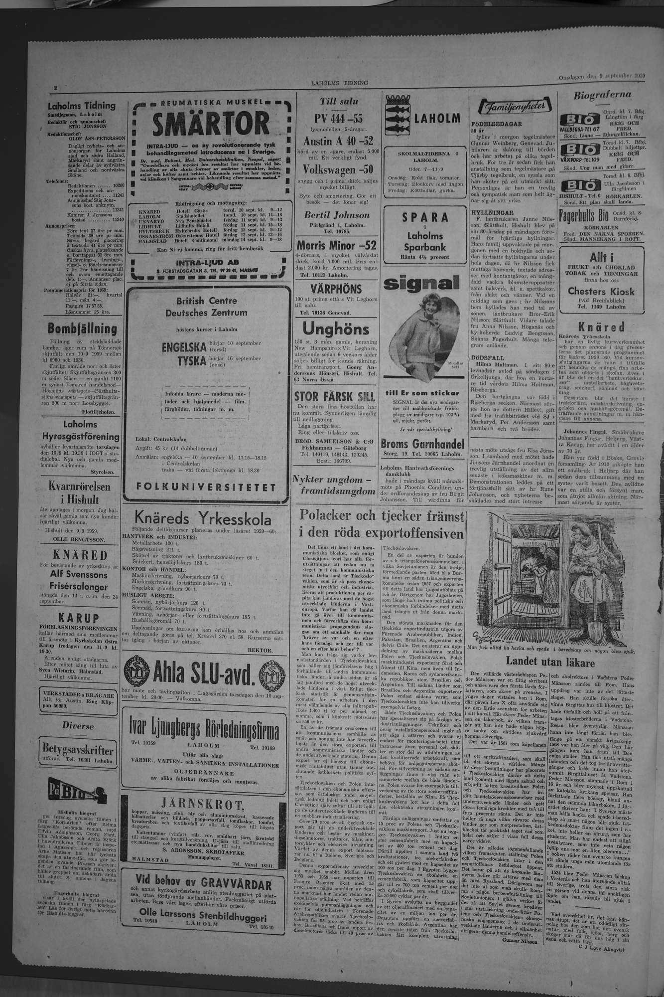 Laholms Tidning Onsdag 9 september 1959, sida 2