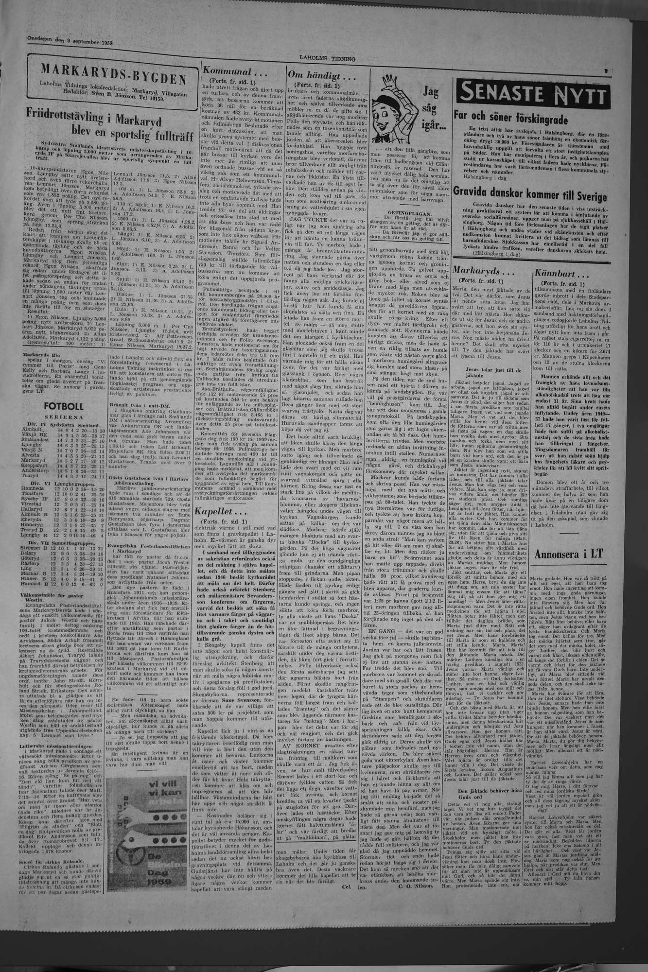 Laholms Tidning Onsdag 9 september 1959, sida 3