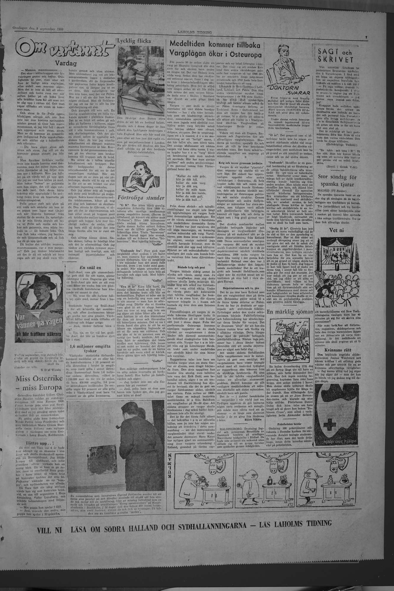 Laholms Tidning Onsdag 9 september 1959, sida 7