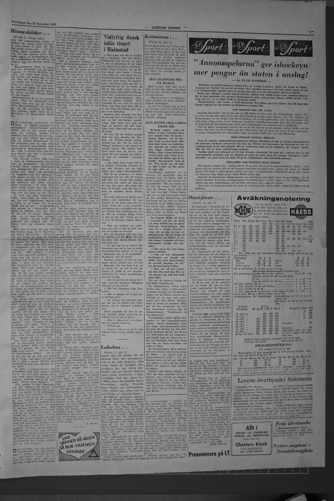 Laholms Tidning Torsdag 10 december 1959, sida 5