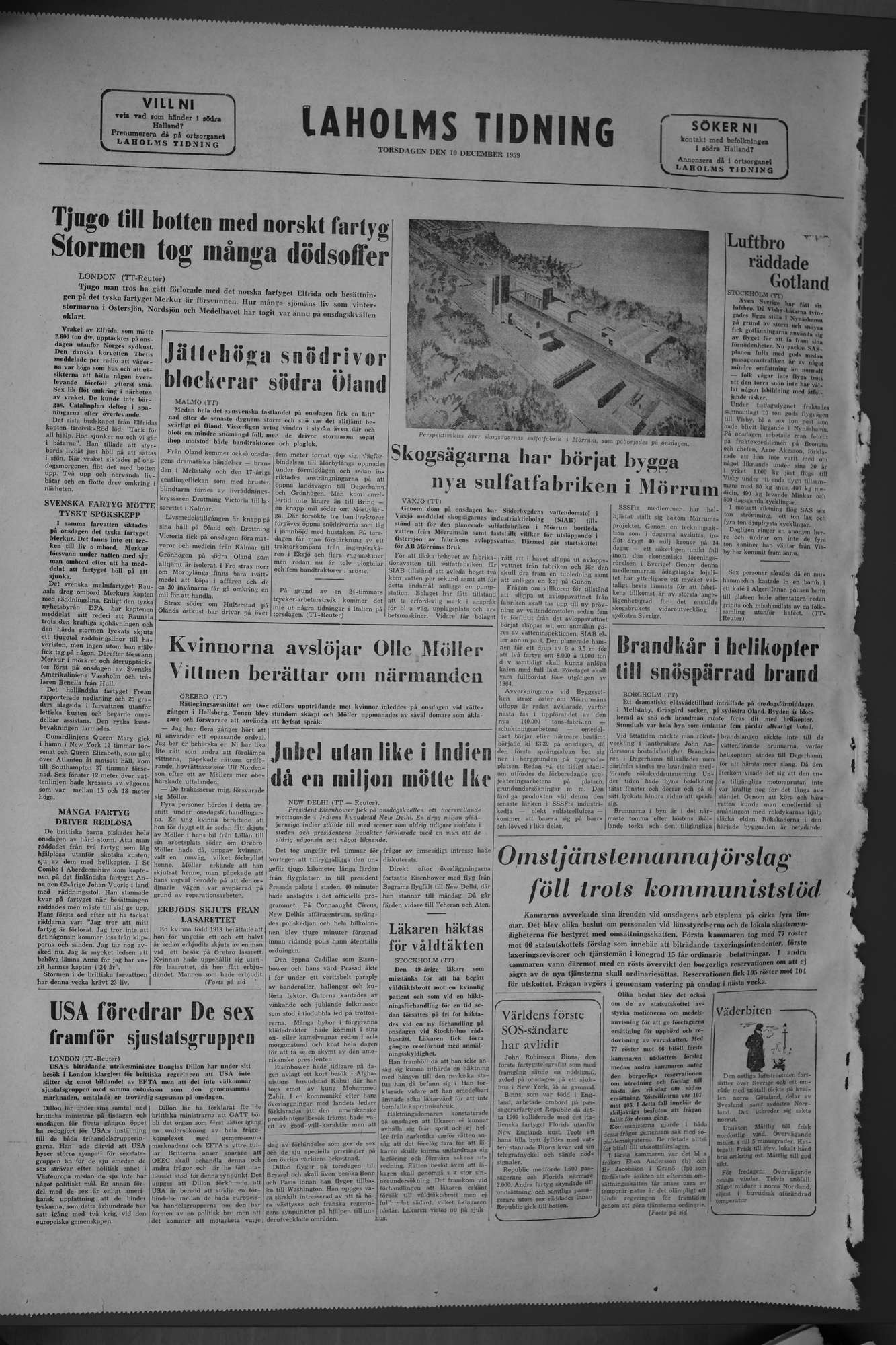 Laholms Tidning Torsdag 10 december 1959, sida 8