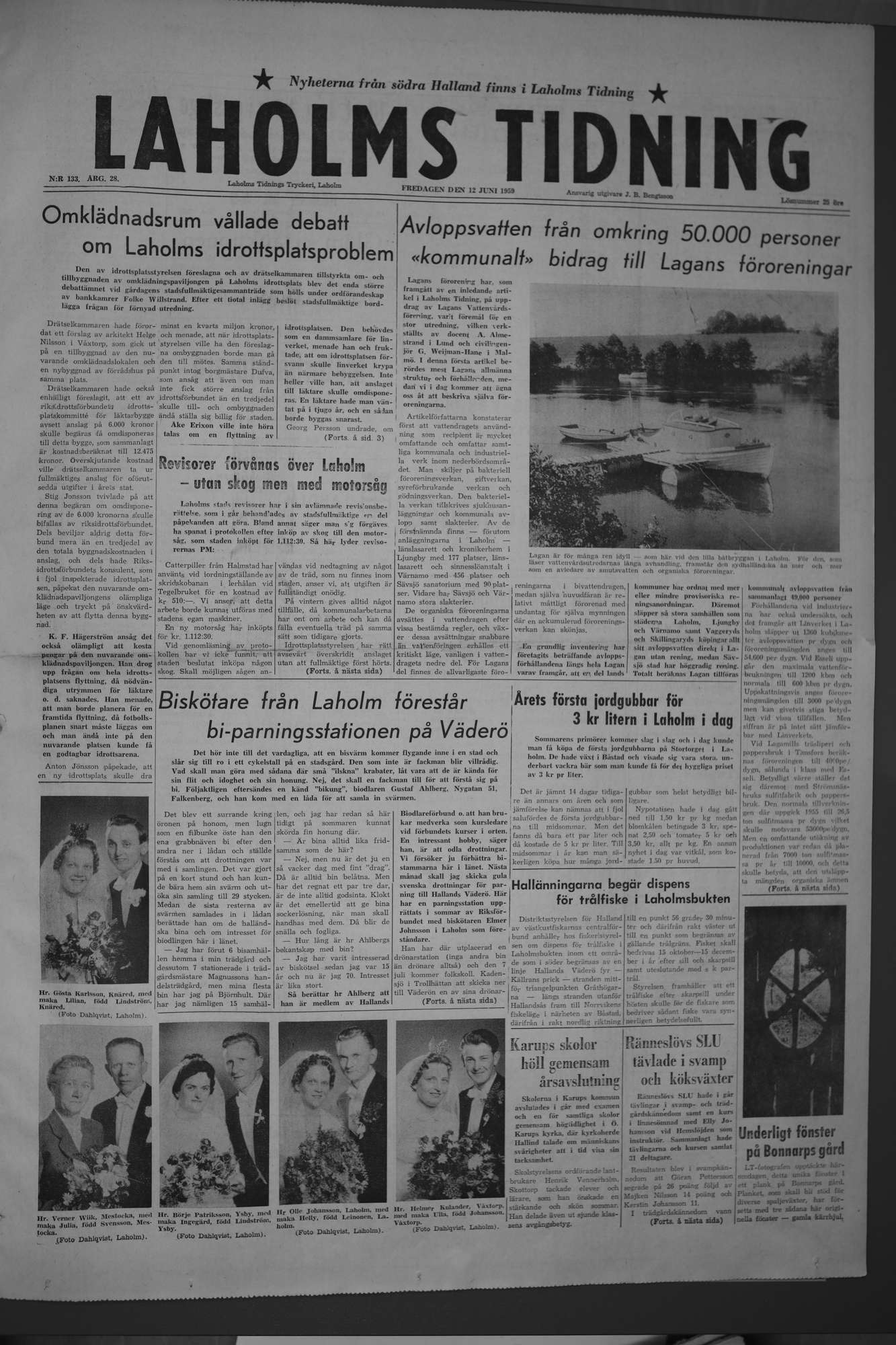 Laholms Tidning Fredag 12 juni 1959, sida 1