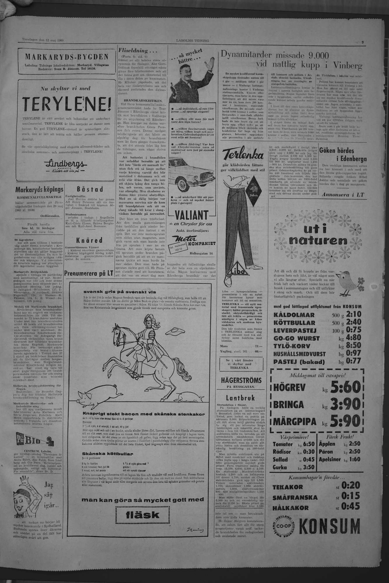Laholms Tidning Torsdag 12 maj 1960, sida 3