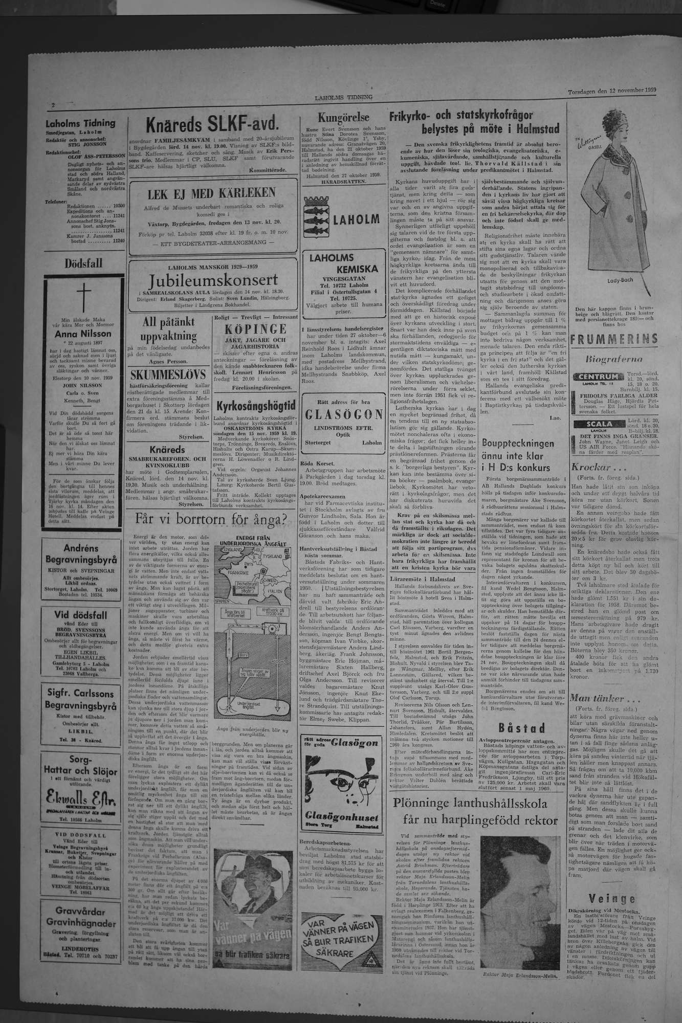Laholms Tidning Torsdag 12 november 1959, sida 2