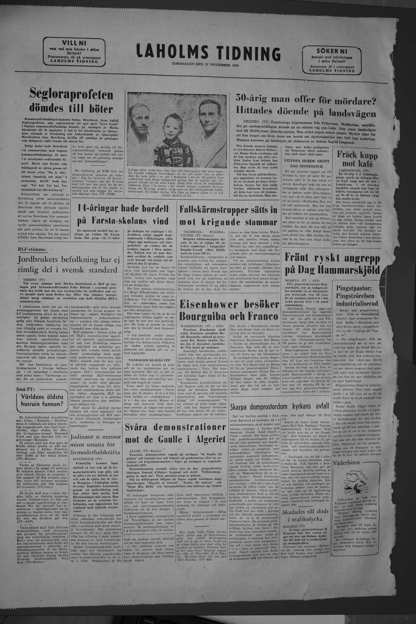 Laholms Tidning Torsdag 12 november 1959, sida 8
