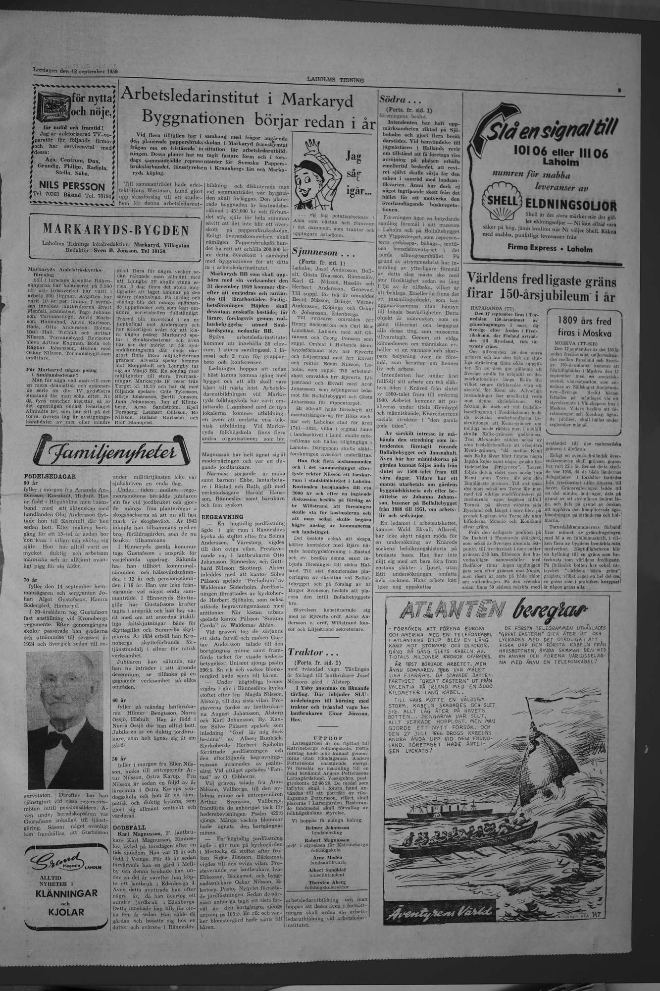 Laholms Tidning Lördag 12 september 1959, sida 3