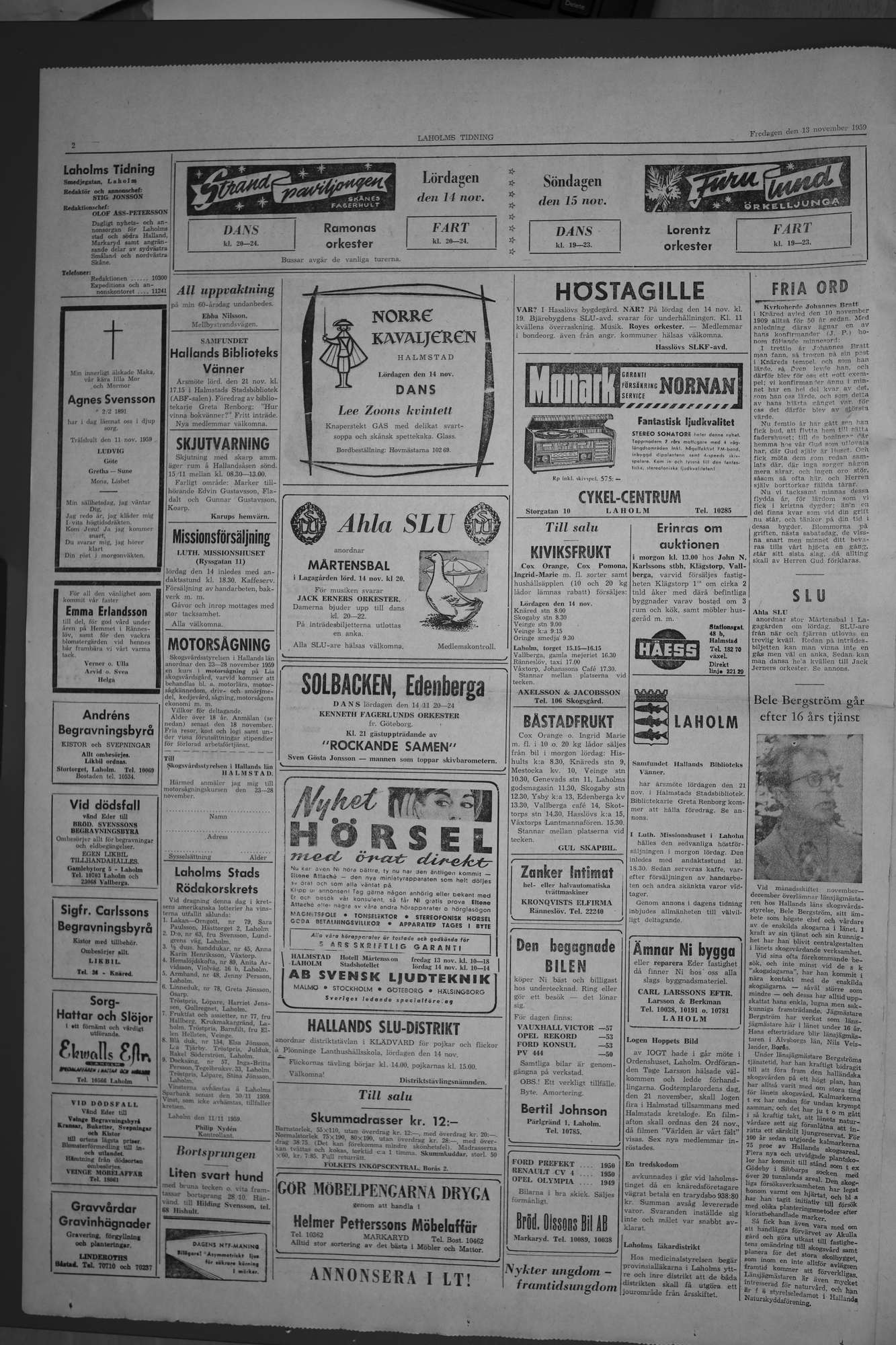 Laholms Tidning Fredag 13 november 1959, sida 2