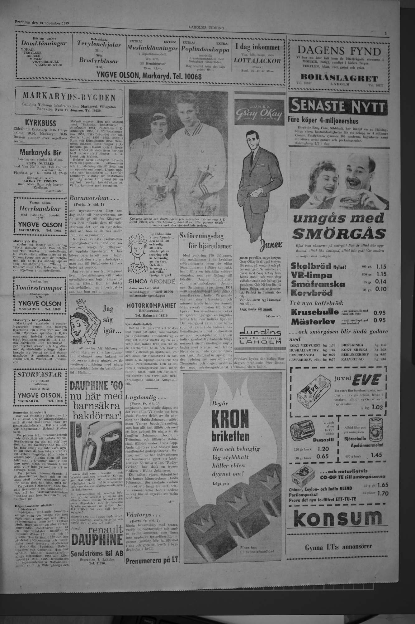 Laholms Tidning Fredag 13 november 1959, sida 3