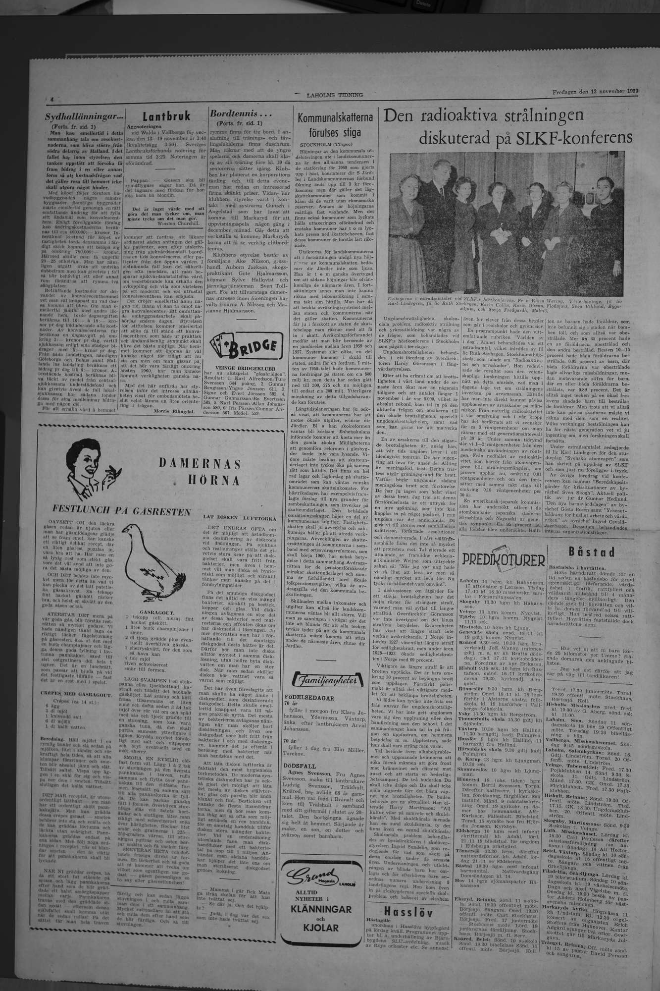 Laholms Tidning Fredag 13 november 1959, sida 4