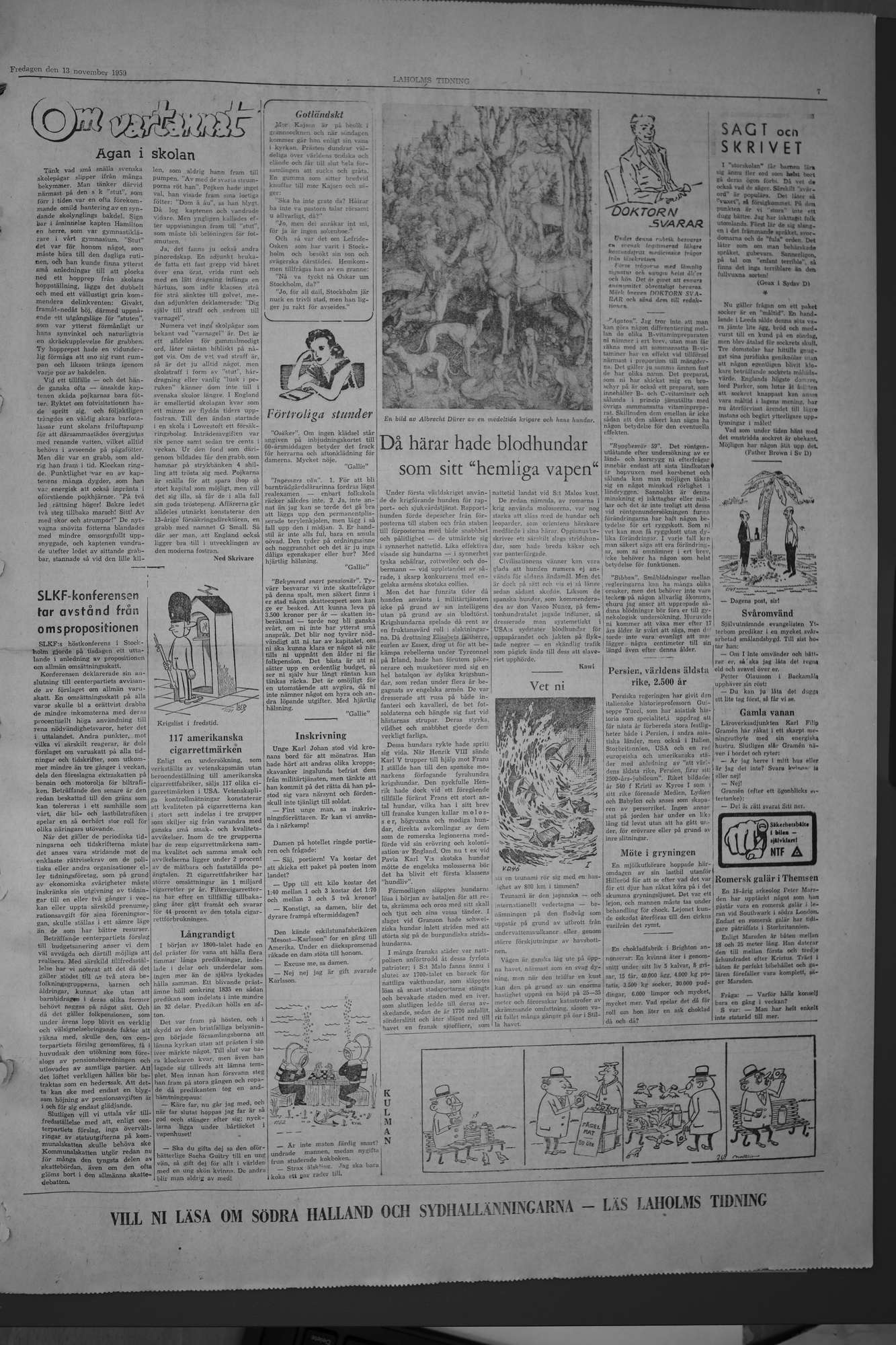 Laholms Tidning Fredag 13 november 1959, sida 7