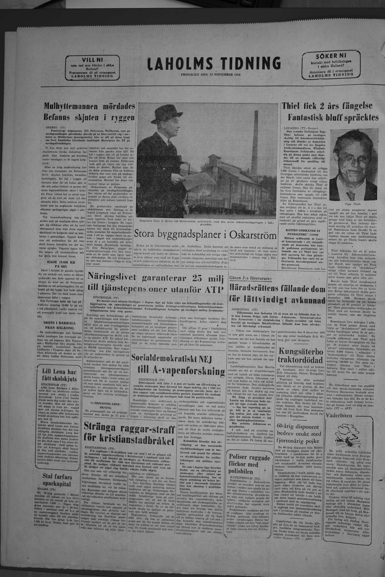 Laholms Tidning Fredag 13 november 1959, sida 8