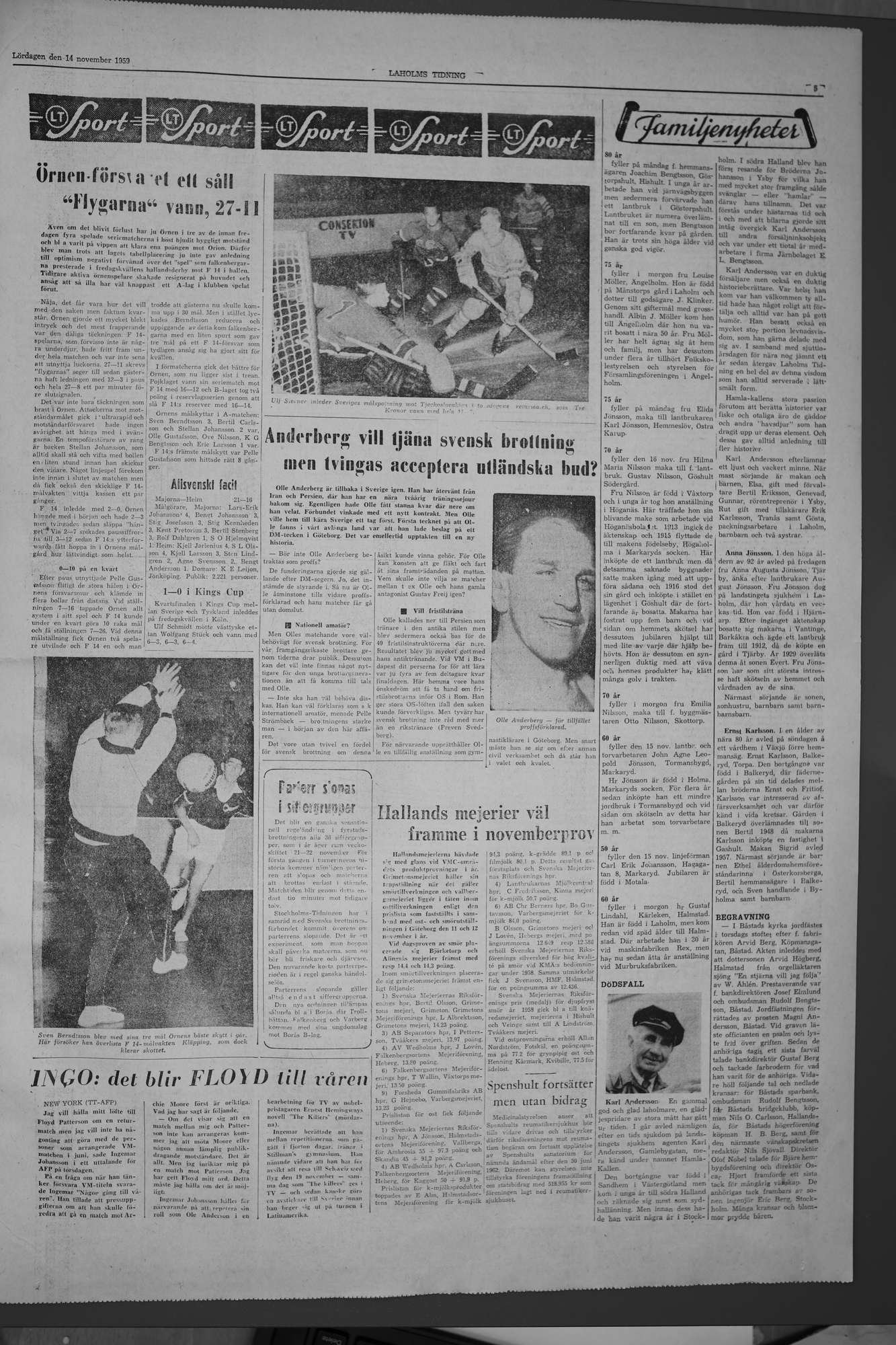 Laholms Tidning Lördag 14 november 1959, sida 5
