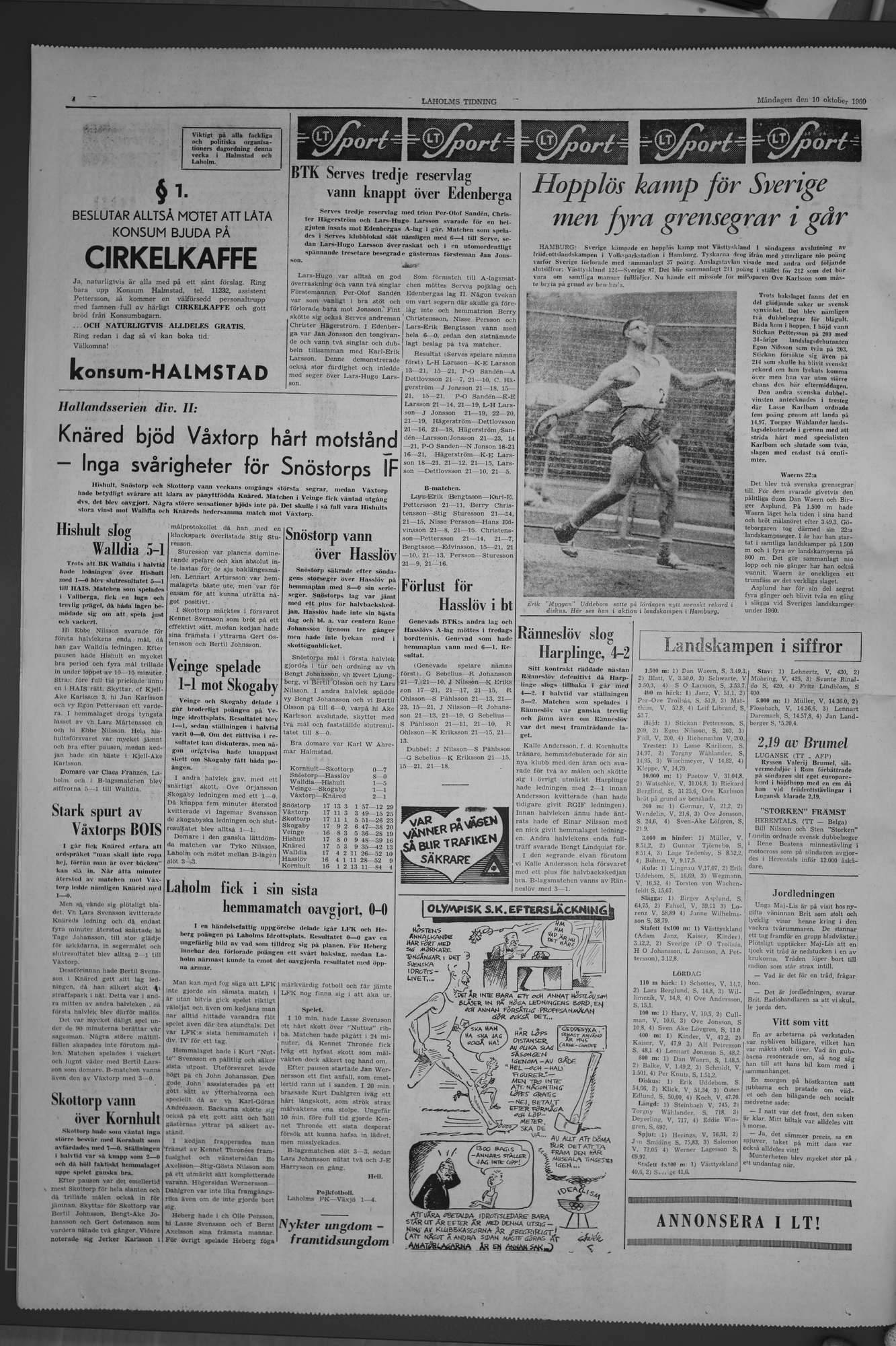 Laholms Tidning Måndag 10 oktober 1960, sida 4