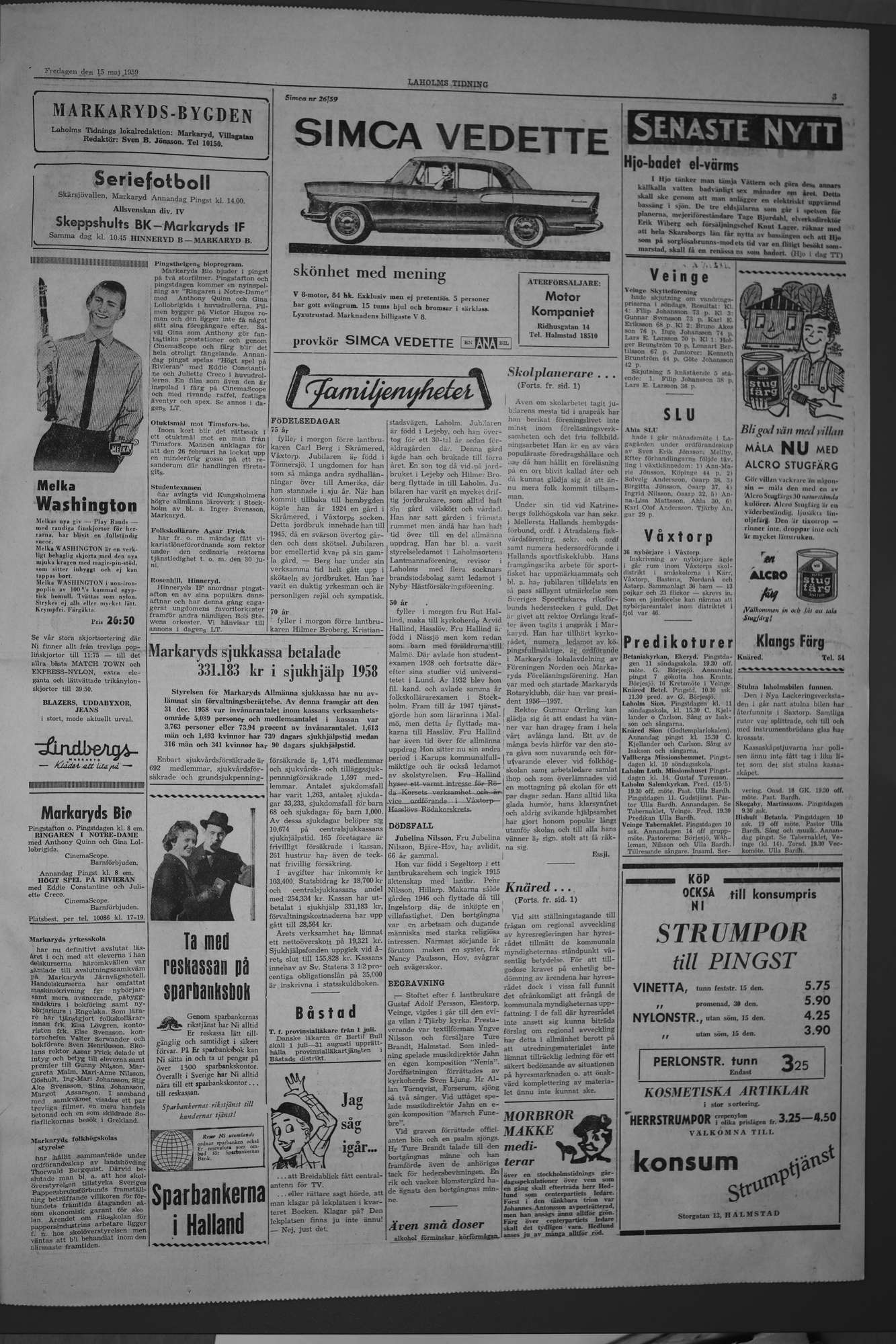 Laholms Tidning Fredag 15 maj 1959, sida 3