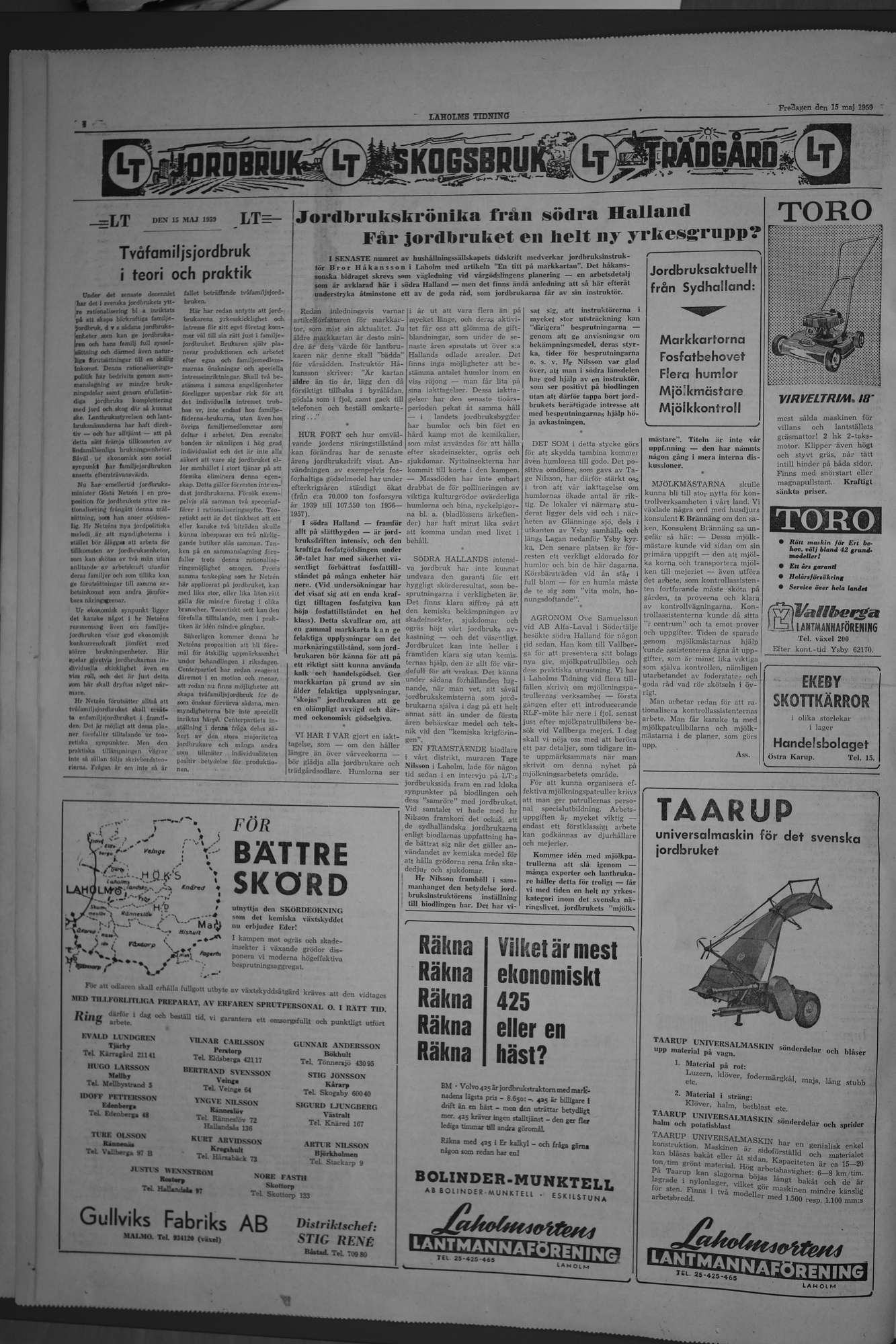 Laholms Tidning Fredag 15 maj 1959, sida 4