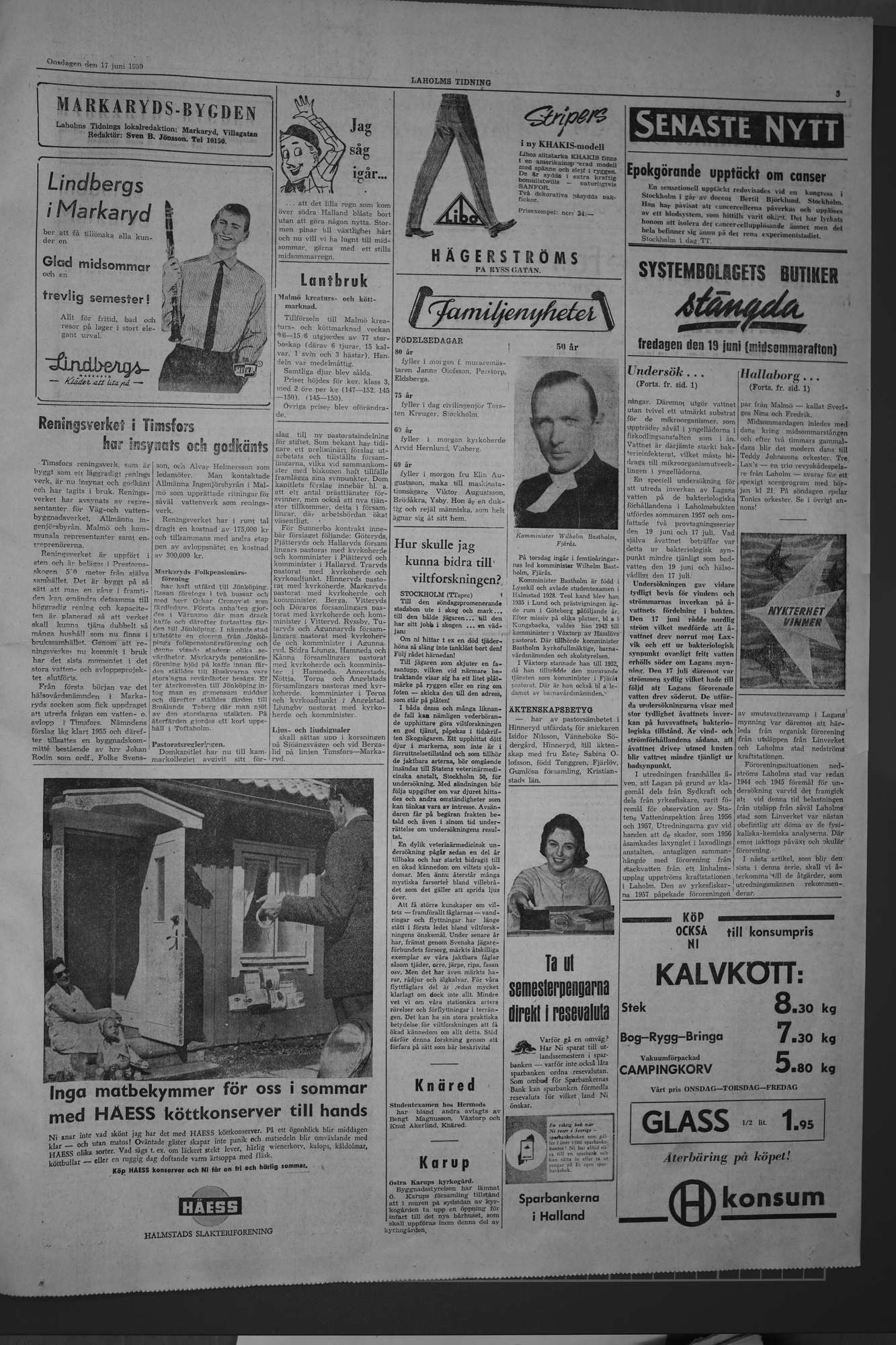 Laholms Tidning Onsdag 17 juni 1959, sida 3