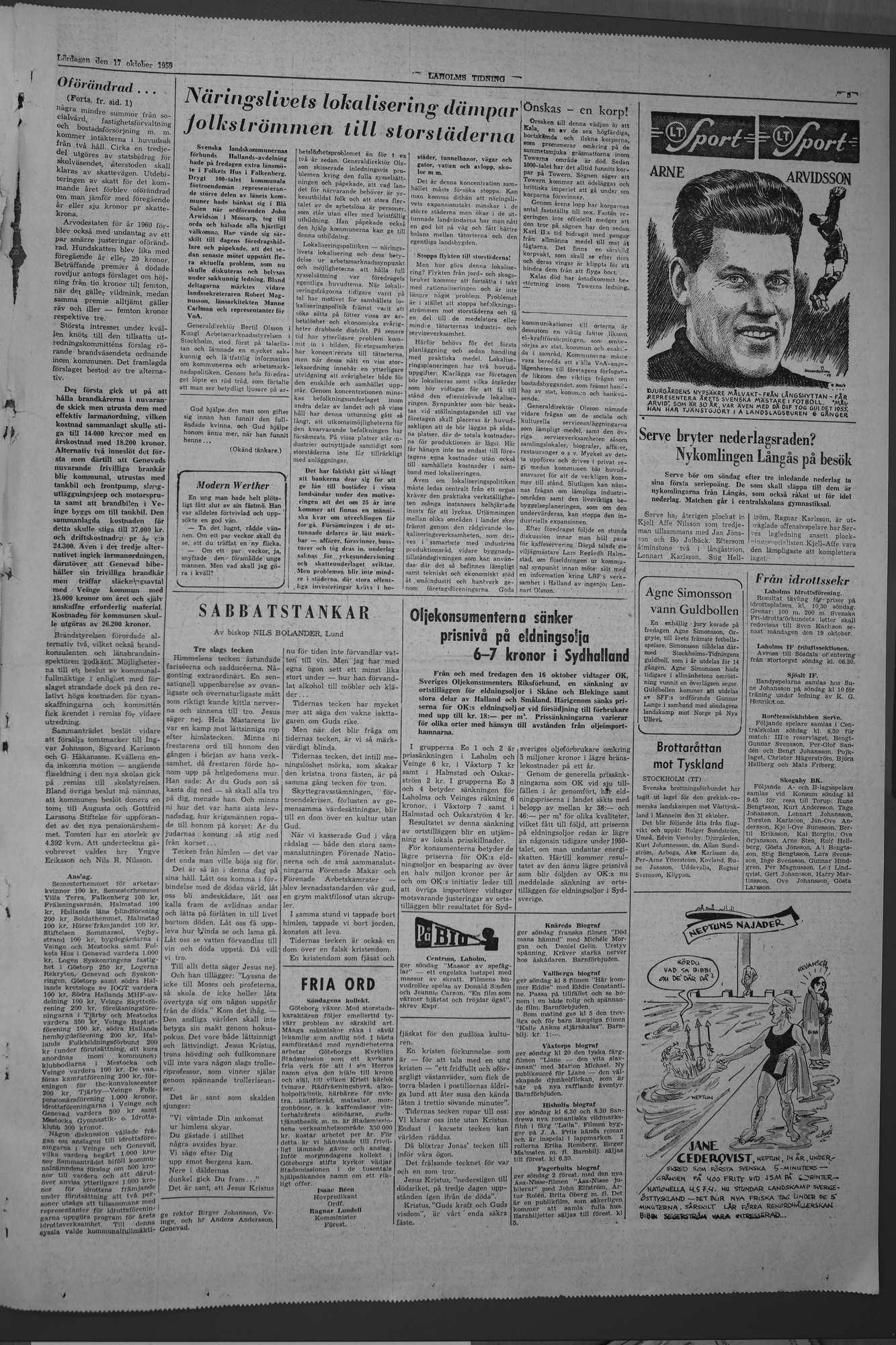 Laholms Tidning Lördag 17 oktober 1959, sida 5