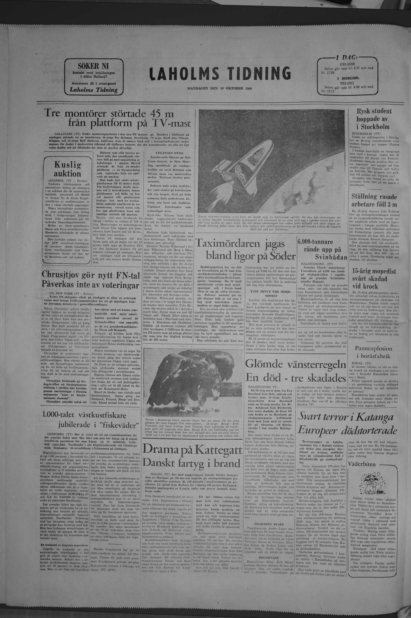Laholms Tidning Måndag 10 oktober 1960, sida 8