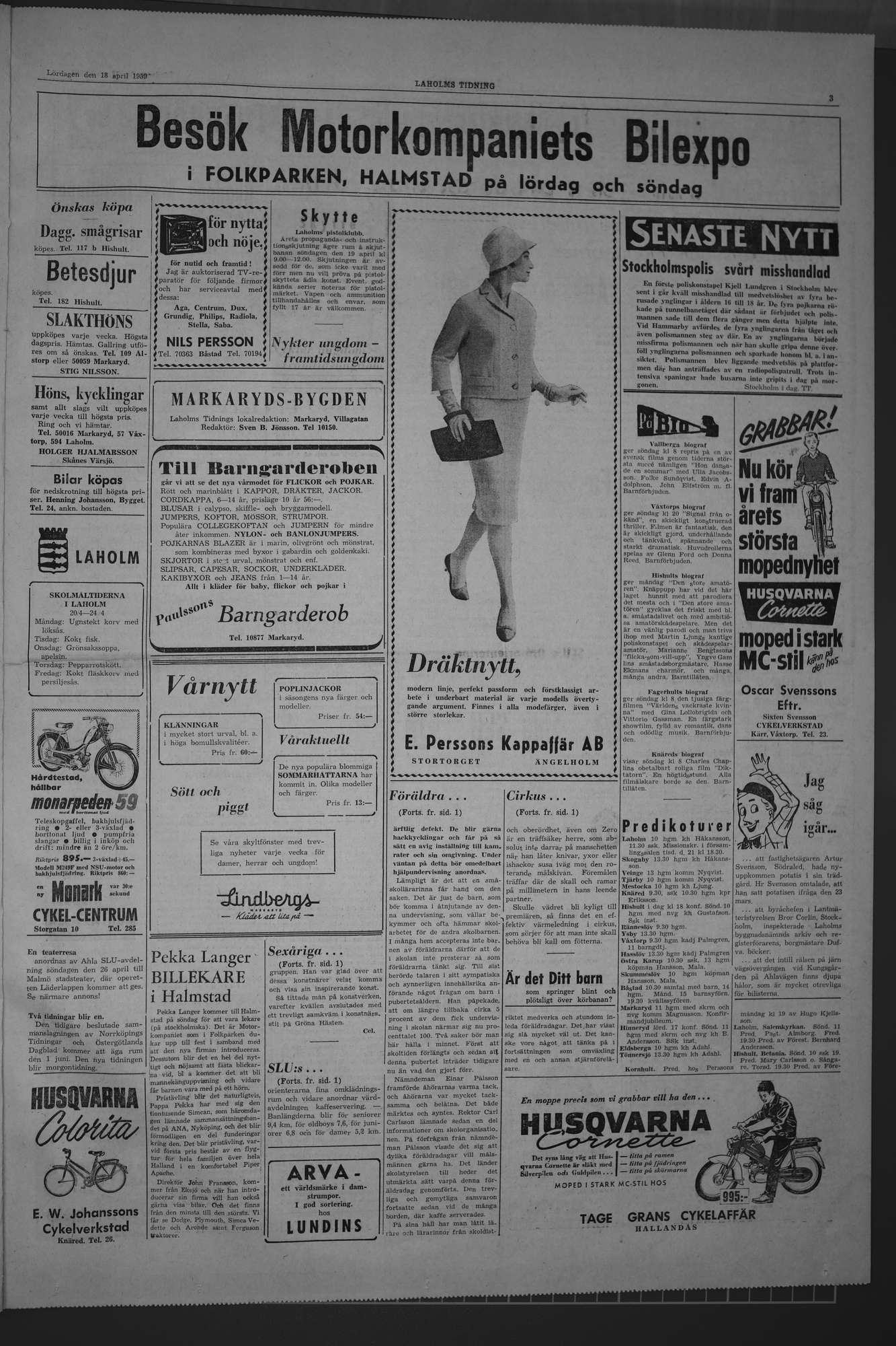Laholms Tidning Lördag 18 april 1959, sida 3