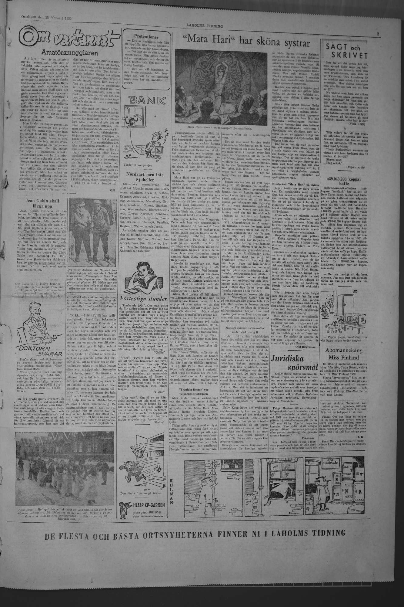 Laholms Tidning Onsdag 18 februari 1959, sida 7