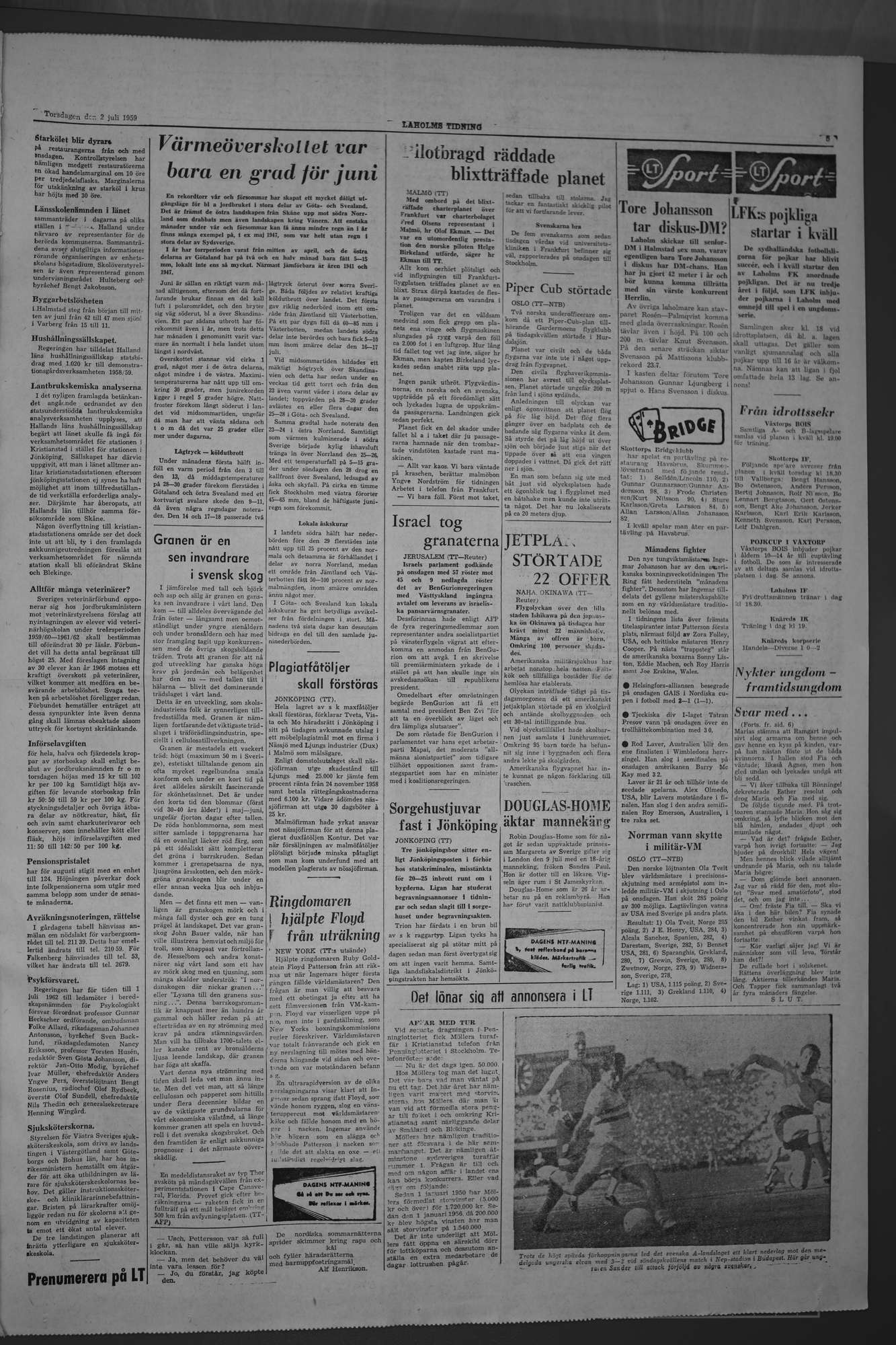 Laholms Tidning Torsdag 2 juli 1959, sida 5
