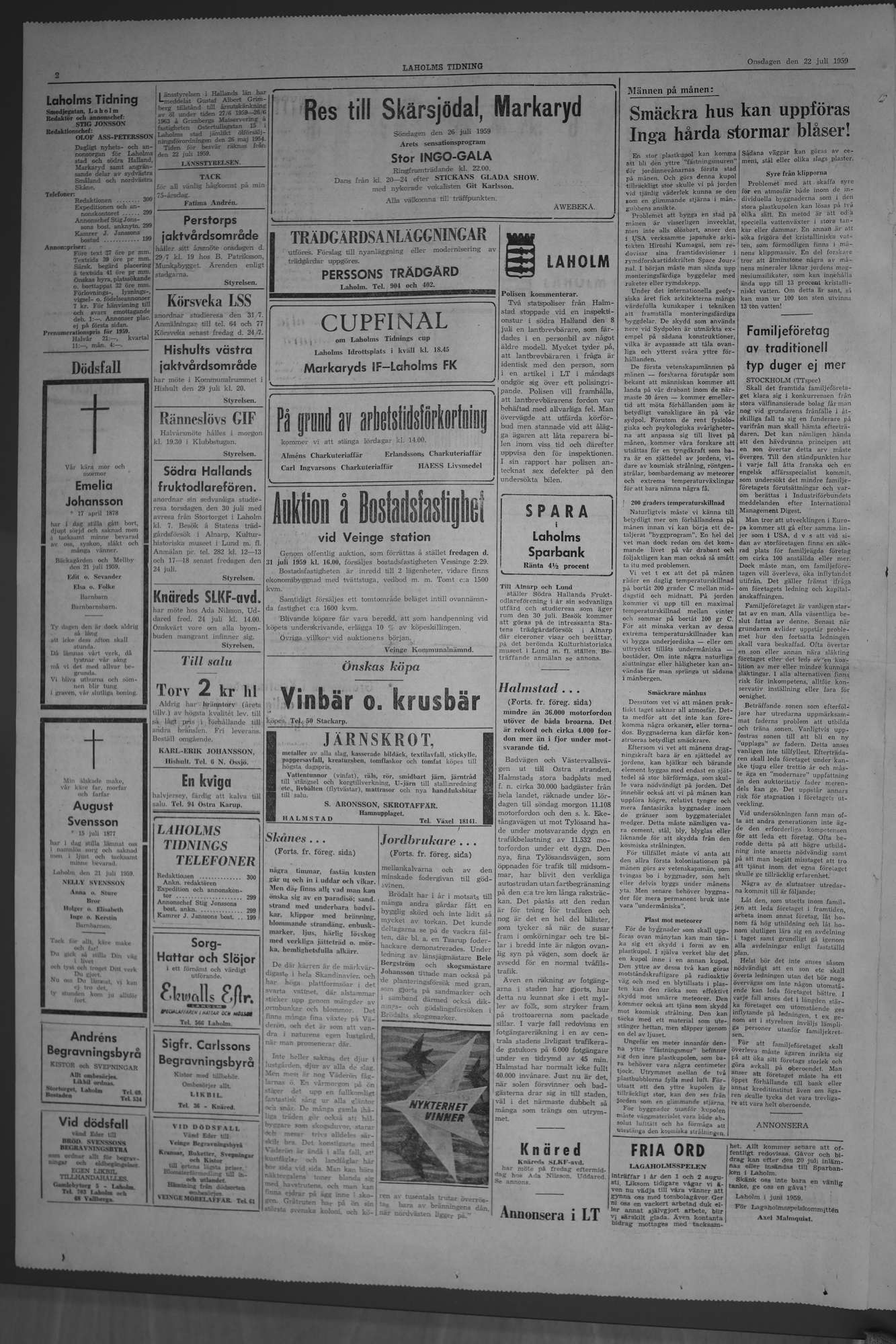 Laholms Tidning Onsdag 22 juli 1959, sida 2