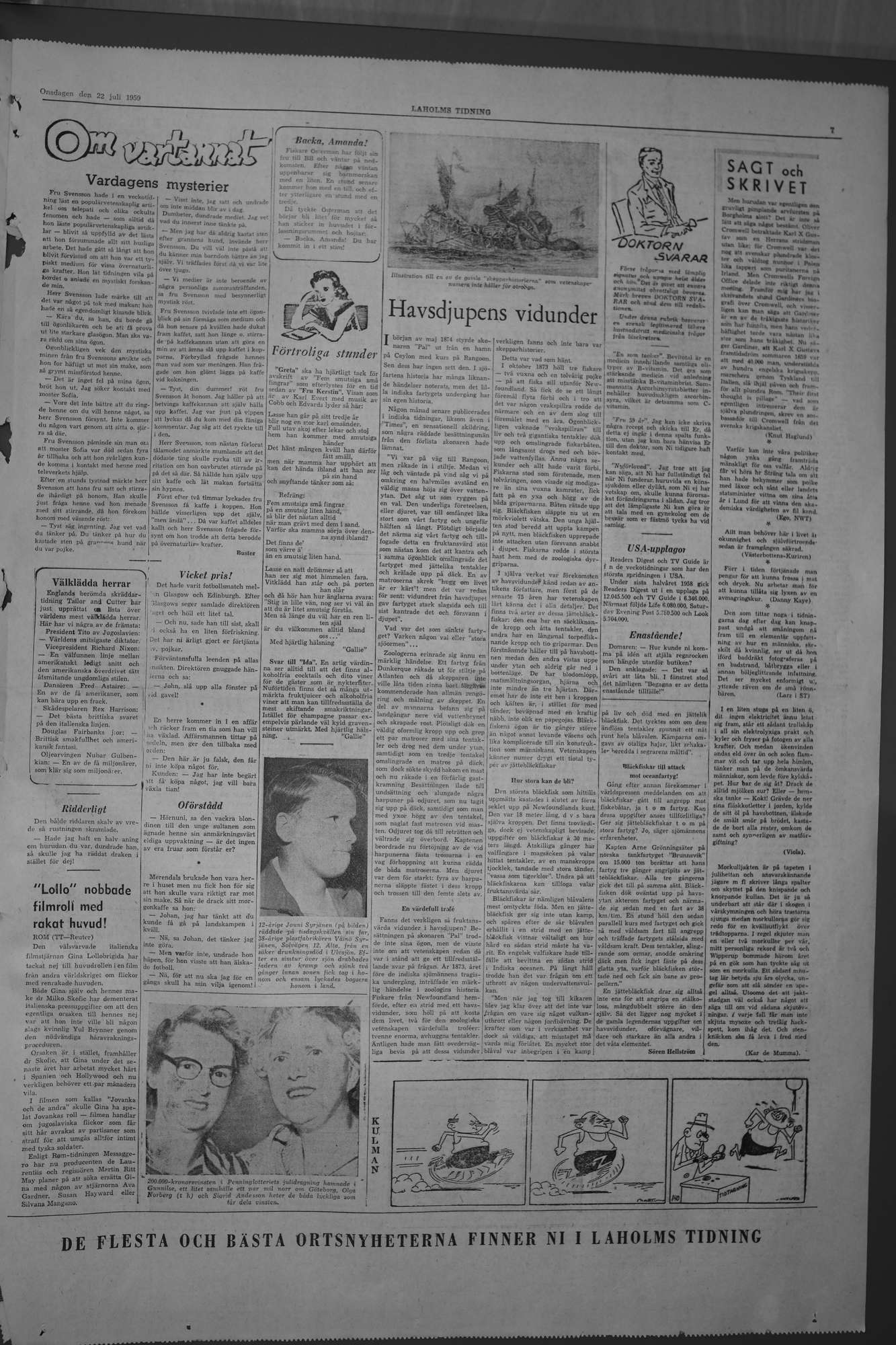 Laholms Tidning Onsdag 22 juli 1959, sida 7