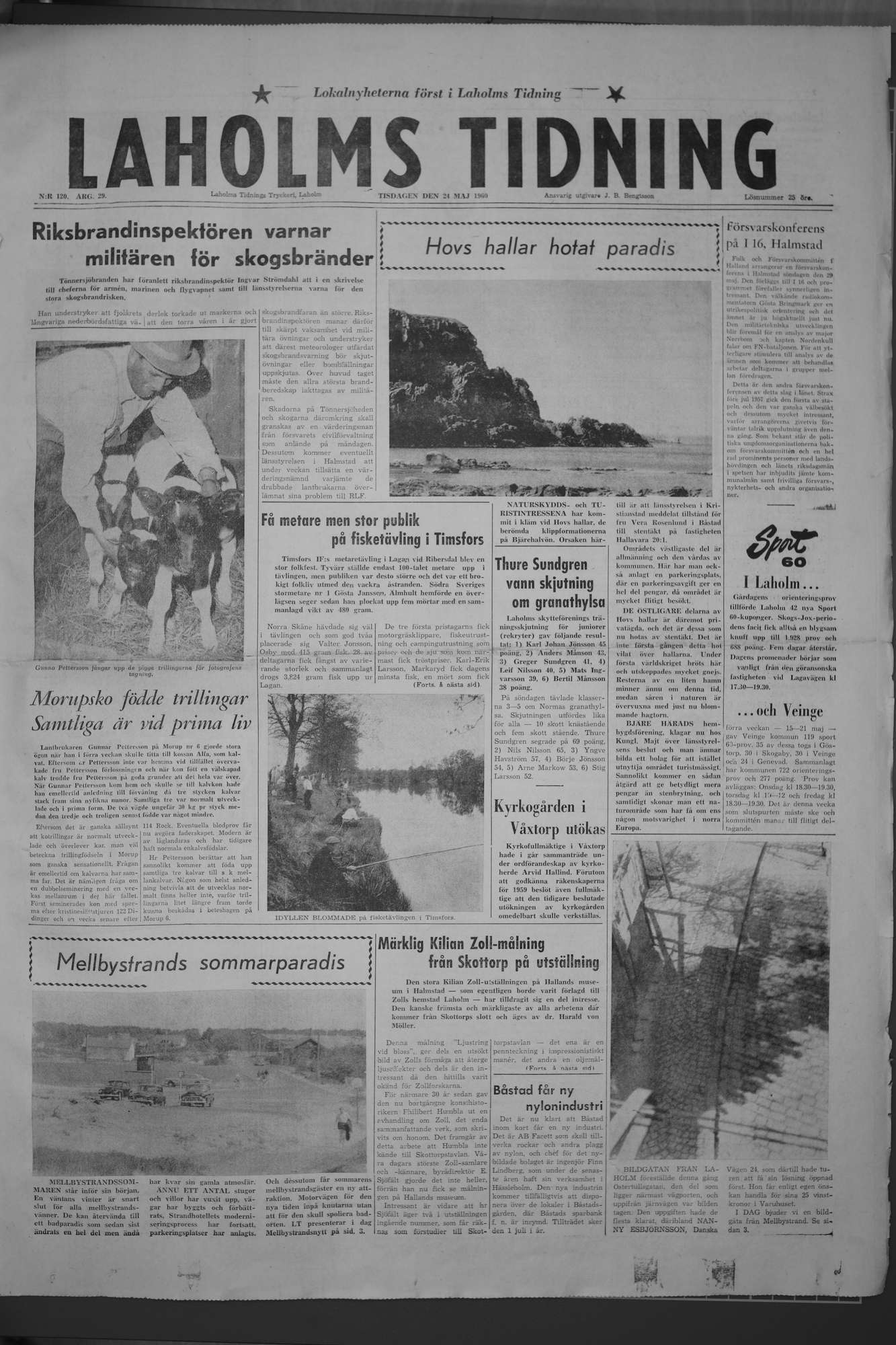 Laholms Tidning Tisdag 24 maj 1960, sida 1