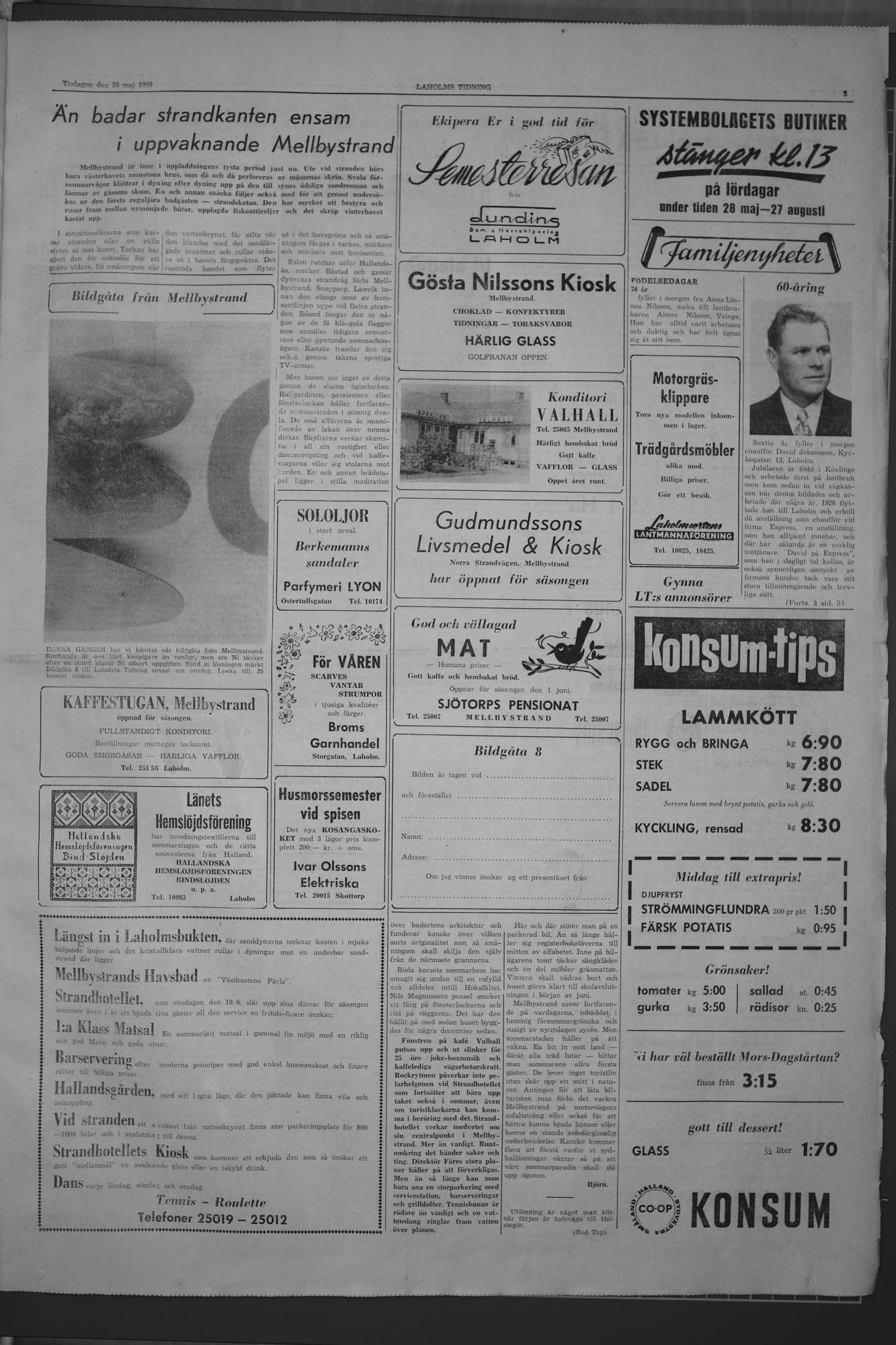 Laholms Tidning Tisdag 24 maj 1960, sida 3
