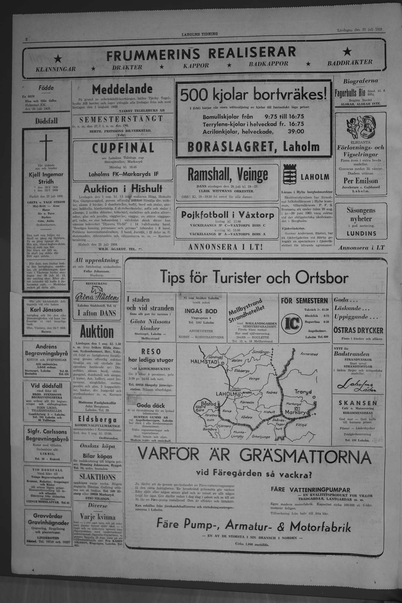 Laholms Tidning Lördag 25 juli 1959, sida 2