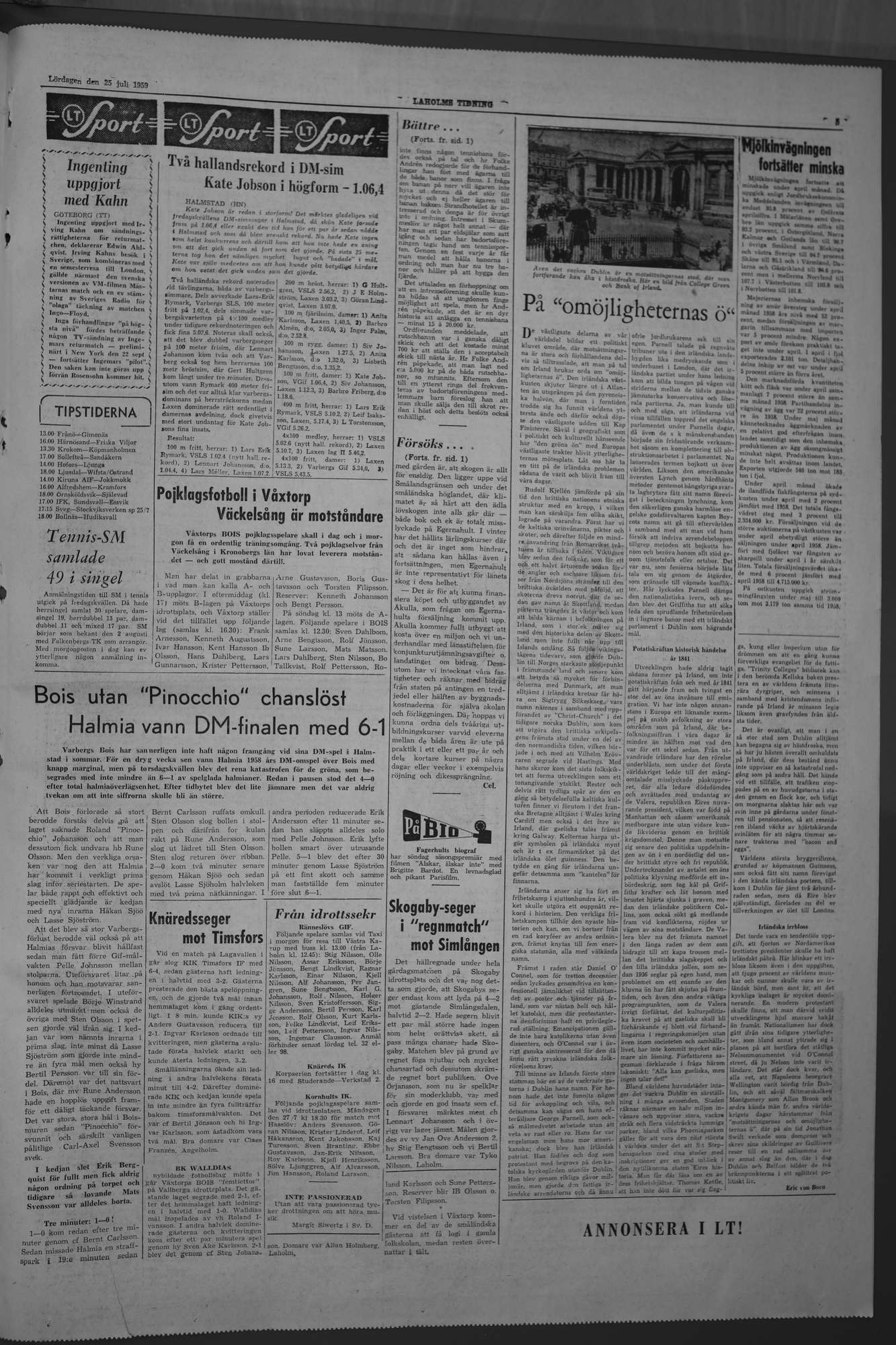 Laholms Tidning Lördag 25 juli 1959, sida 5