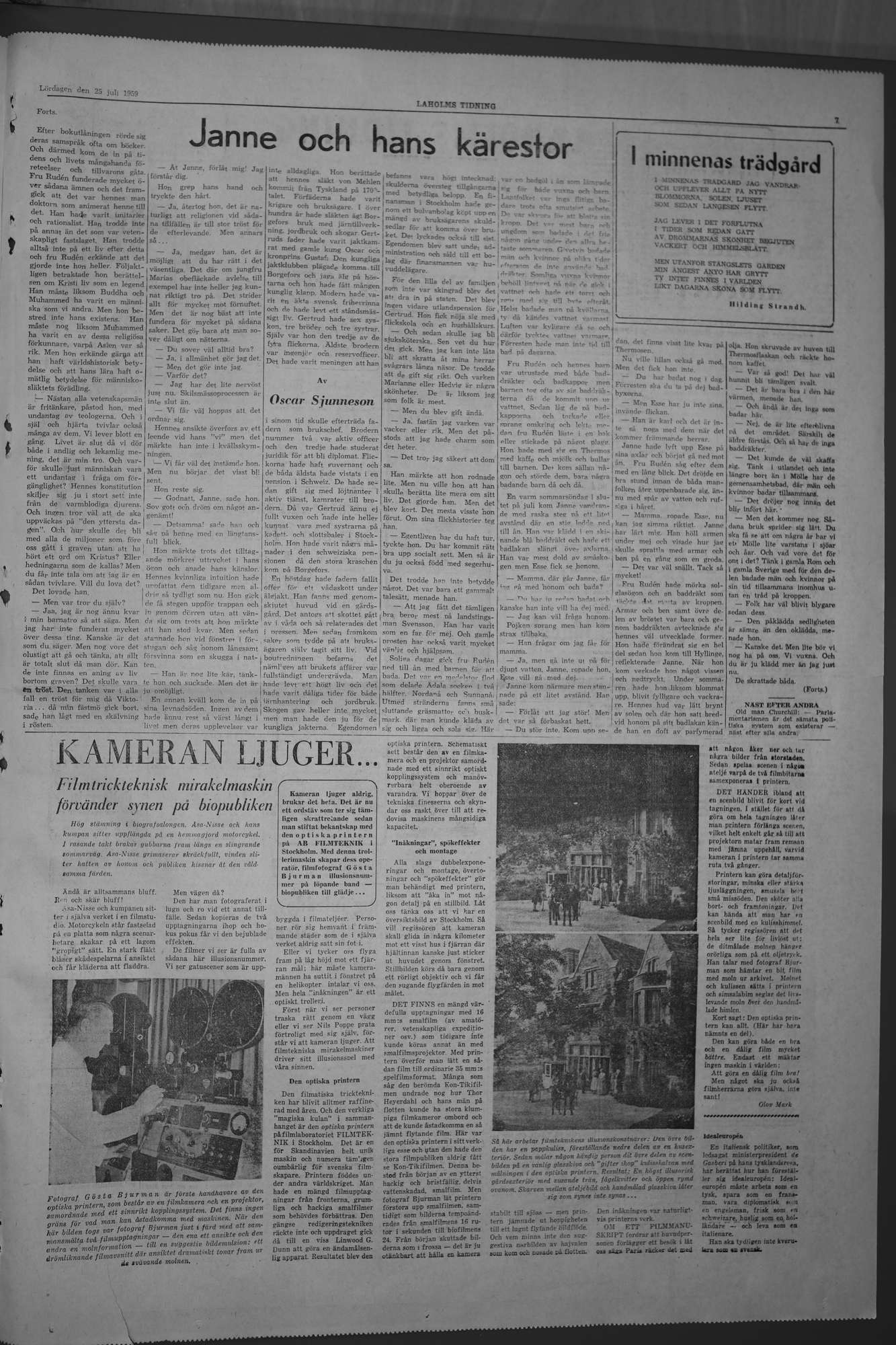Laholms Tidning Lördag 25 juli 1959, sida 7