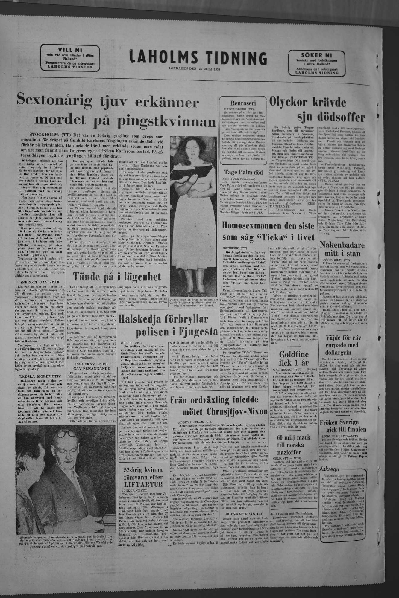 Laholms Tidning Lördag 25 juli 1959, sida 8