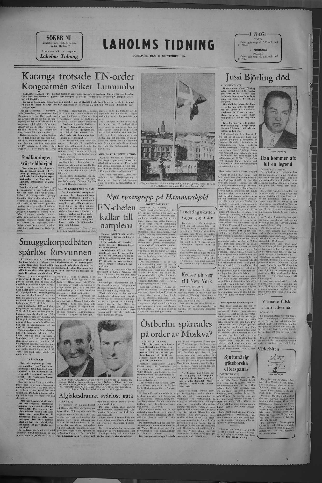 Laholms Tidning Lördag 10 september 1960, sida 8