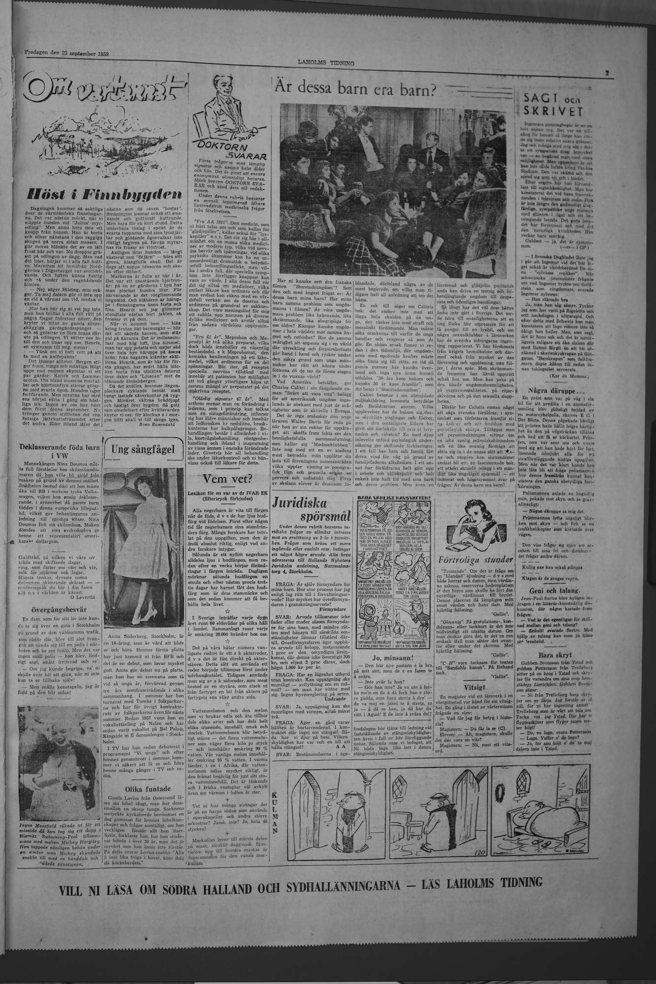 Laholms Tidning Fredag 25 september 1959, sida 7