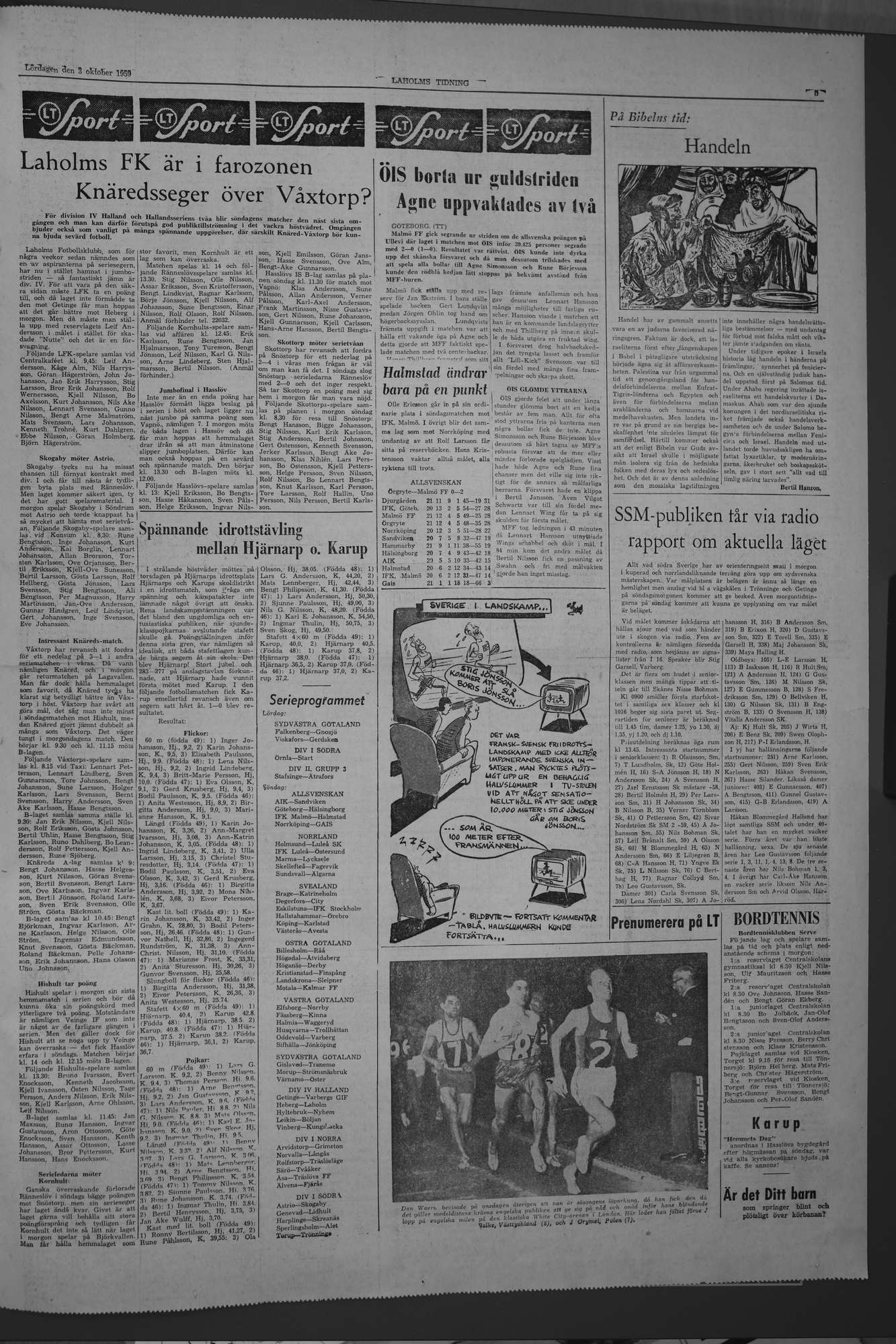 Laholms Tidning Lördag 3 oktober 1959, sida 5