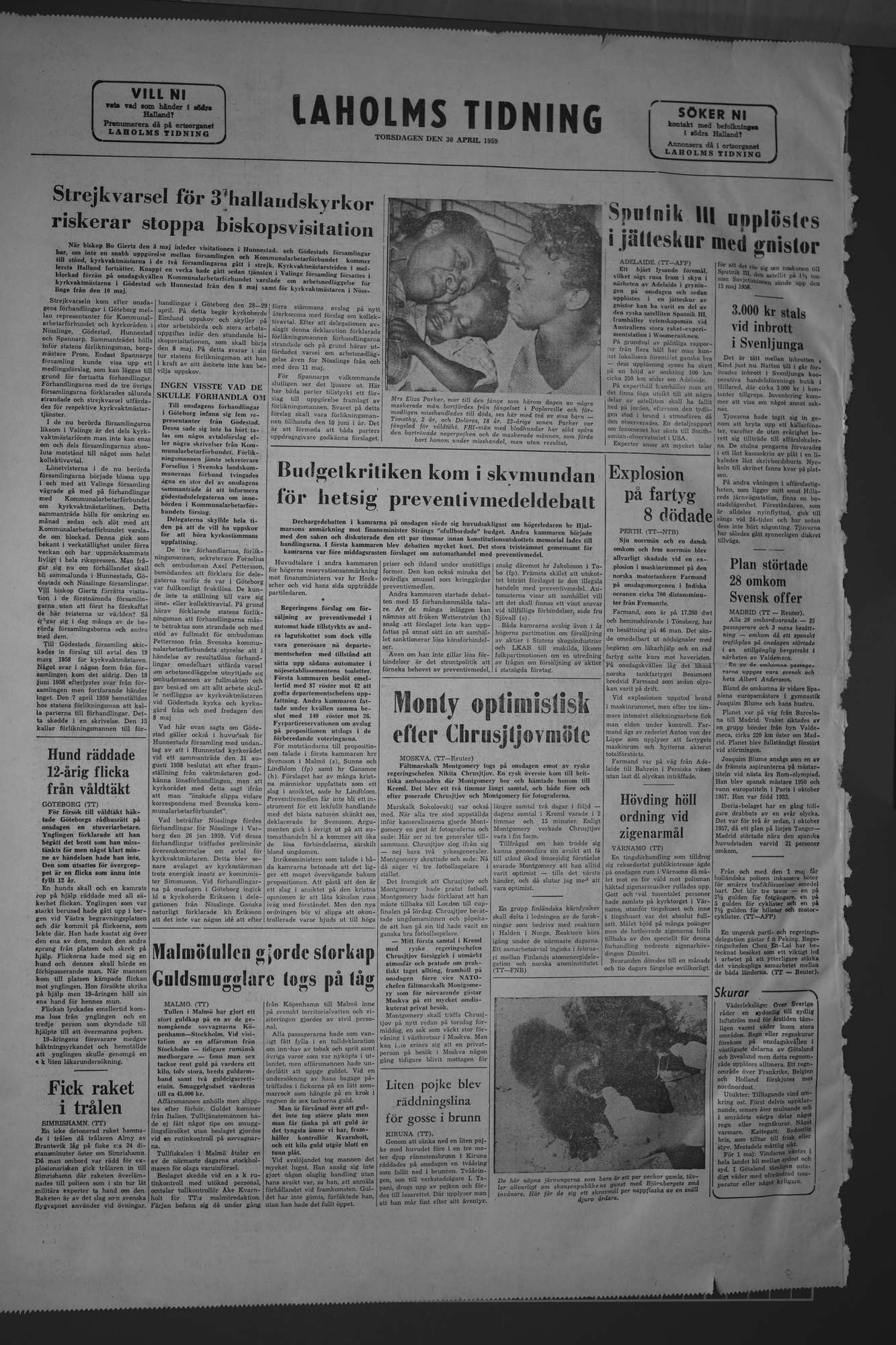 Laholms Tidning Torsdag 30 april 1959, sida 8