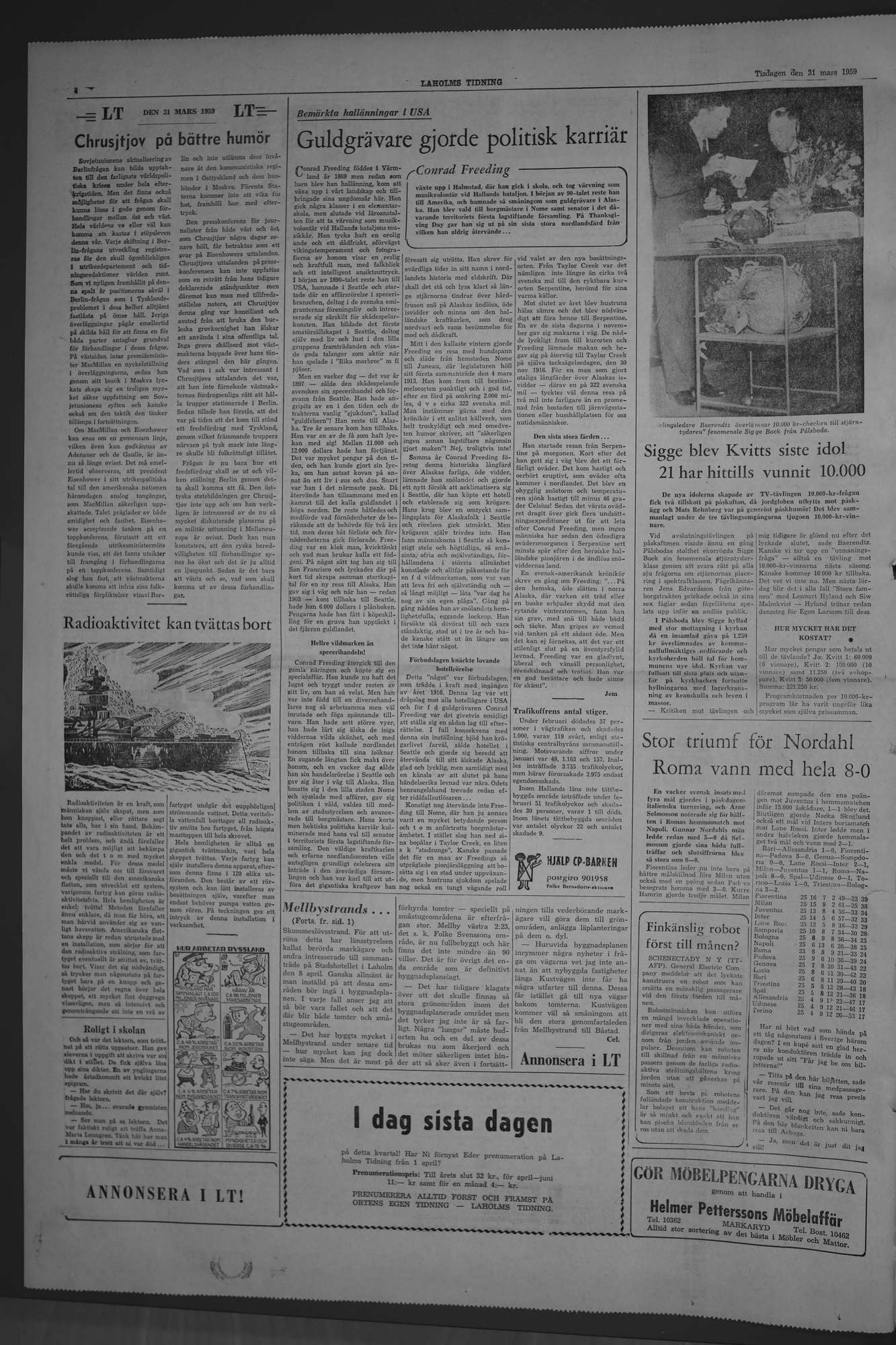 Laholms Tidning Tisdag 31 mars 1959, sida 4