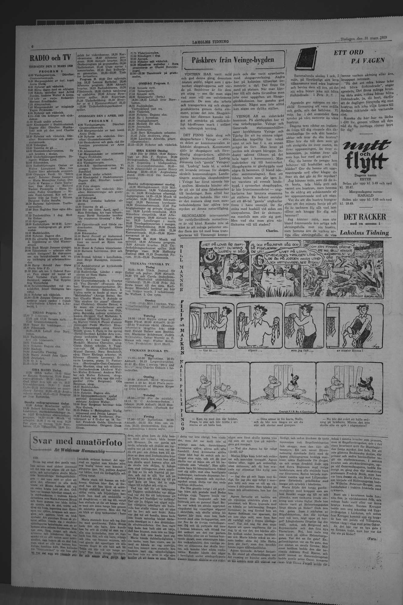 Laholms Tidning Tisdag 31 mars 1959, sida 6