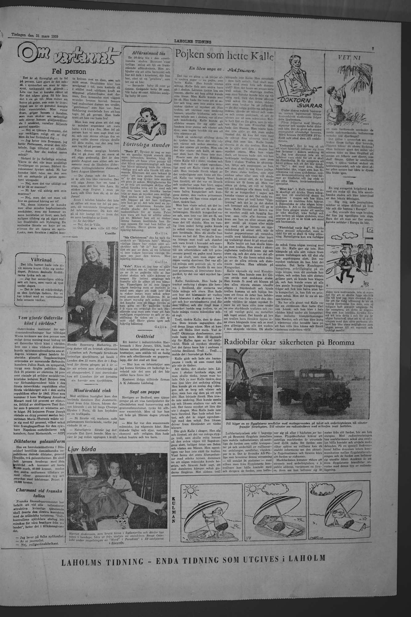 Laholms Tidning Tisdag 31 mars 1959, sida 7