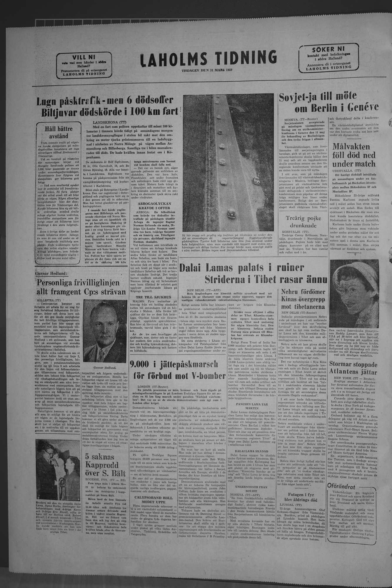 Laholms Tidning Tisdag 31 mars 1959, sida 8