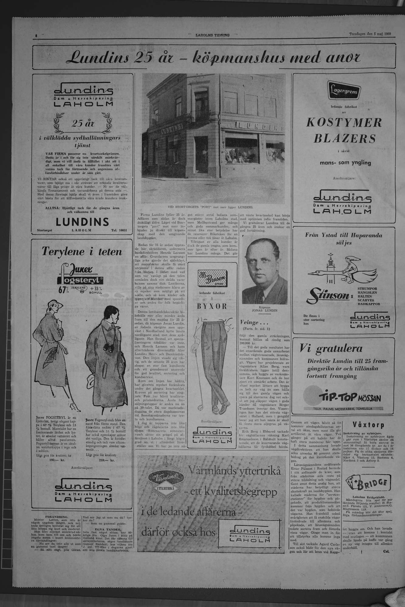 Laholms Tidning Torsdag 5 maj 1960, sida 4