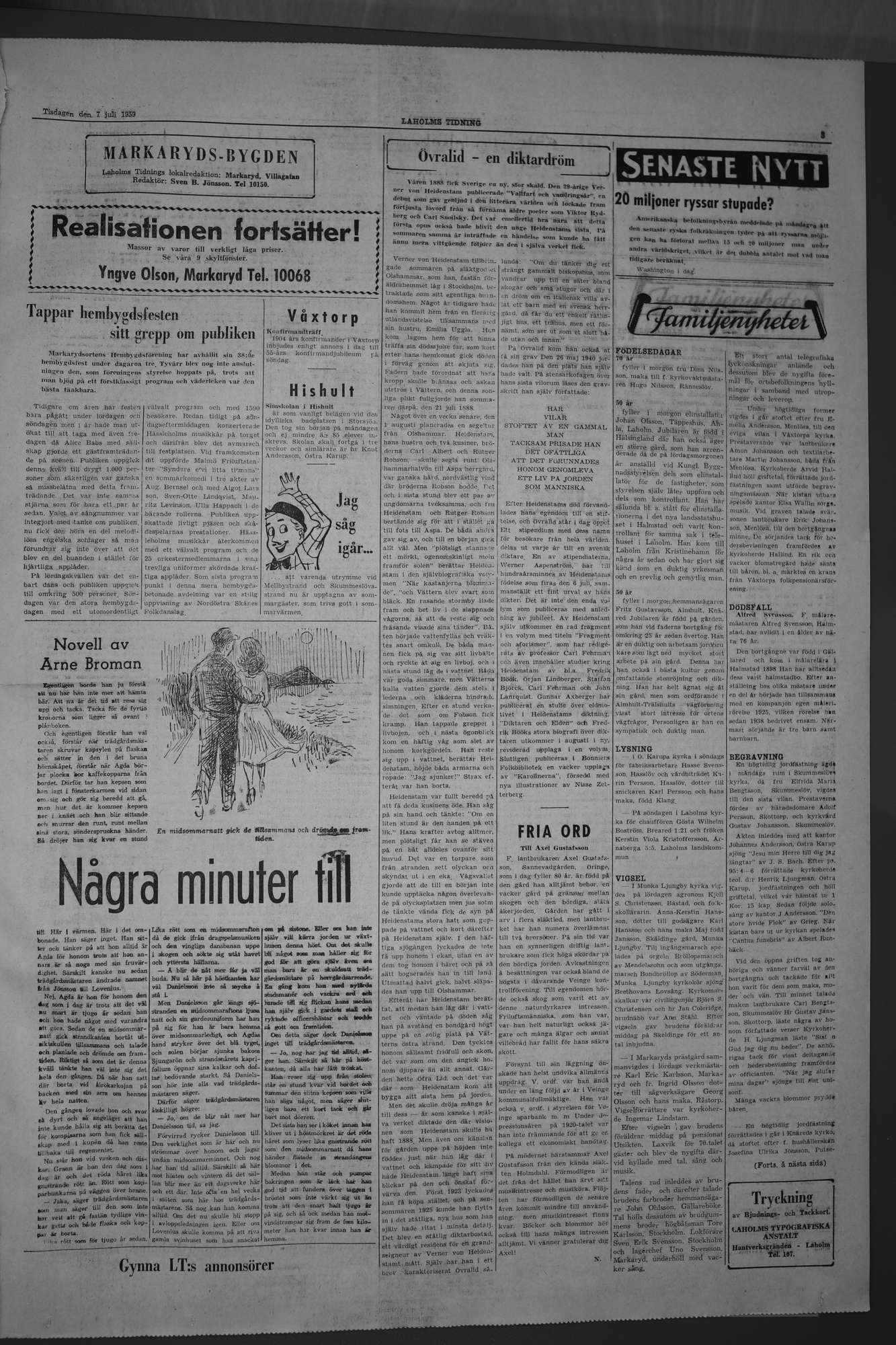 Laholms Tidning Tisdag 7 juli 1959, sida 3