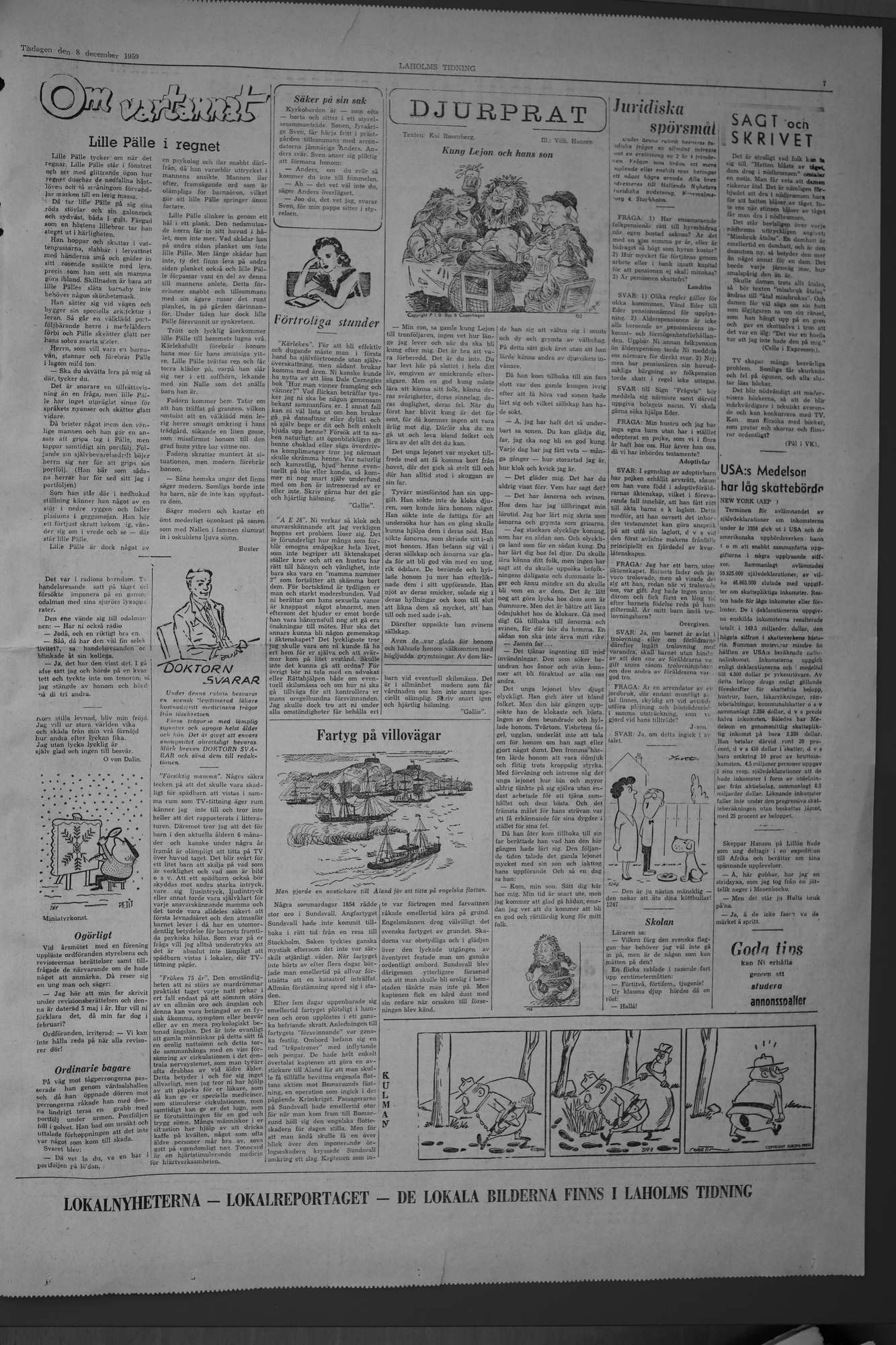 Laholms Tidning Tisdag 8 december 1959, sida 7